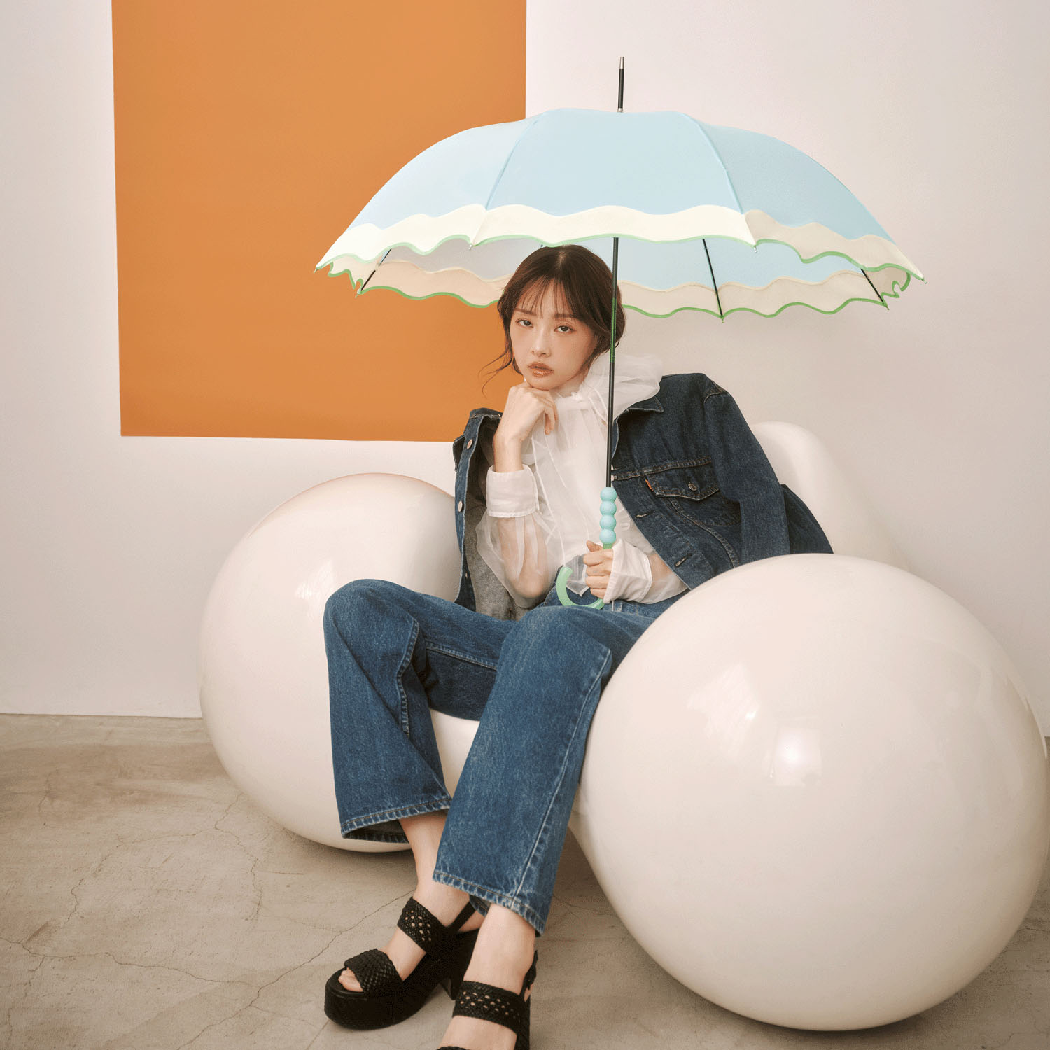 【because】 クリア／ナミナミ長傘 - 画像7