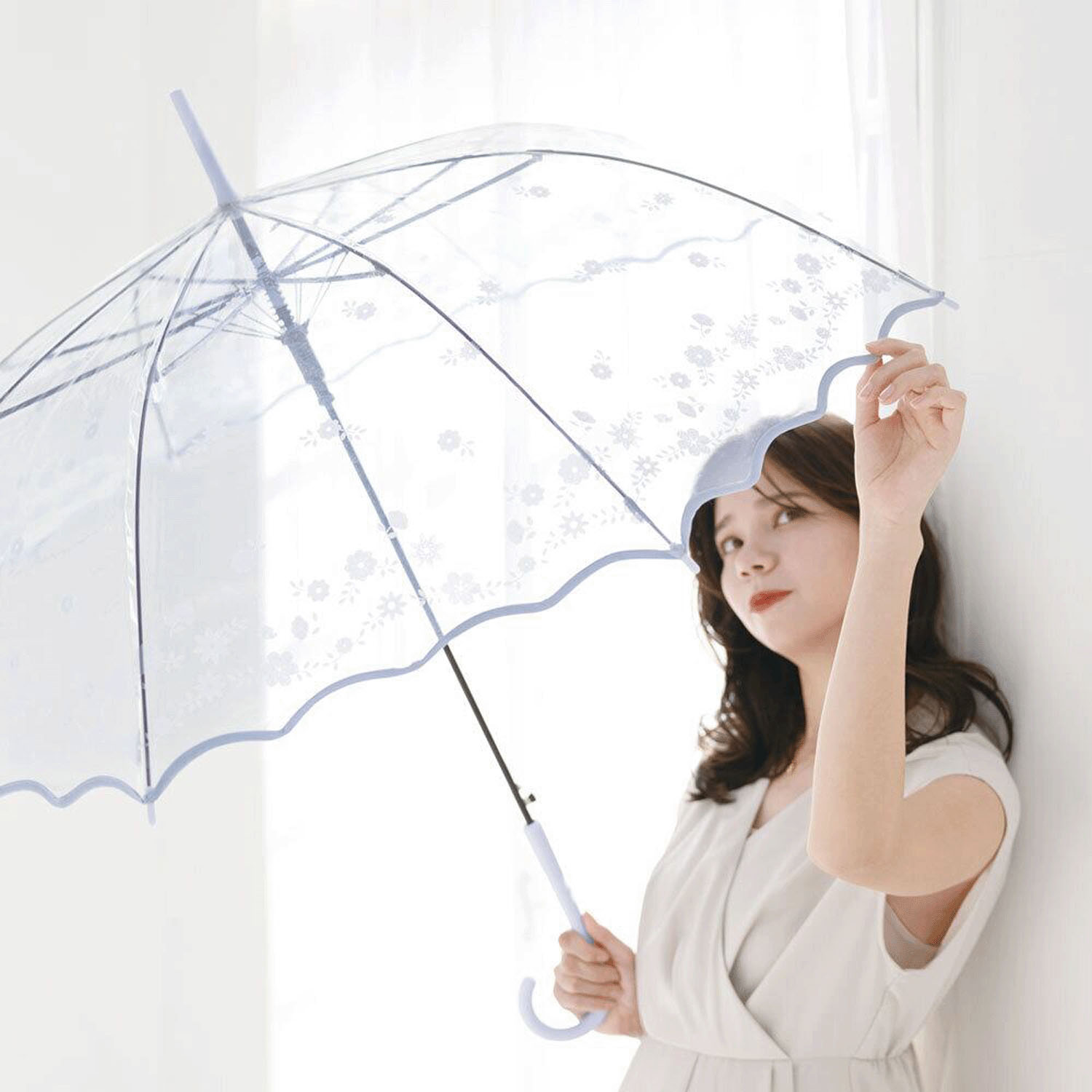 レースフラワービニール長傘 - 画像8