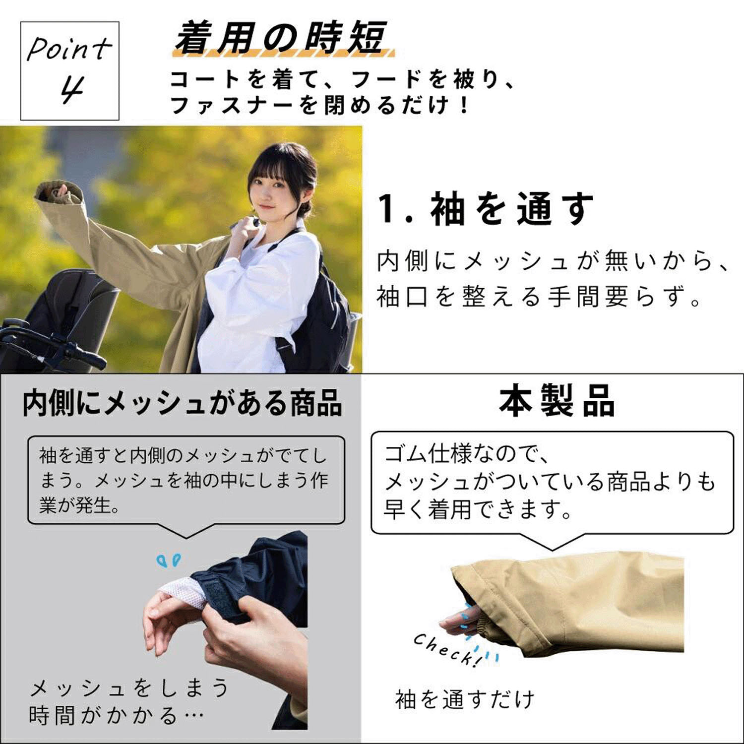 【期間限定4／22～5／9 値引き5％OFF】 Actual PRODUCTS フーディー自転車レインコート - 画像7