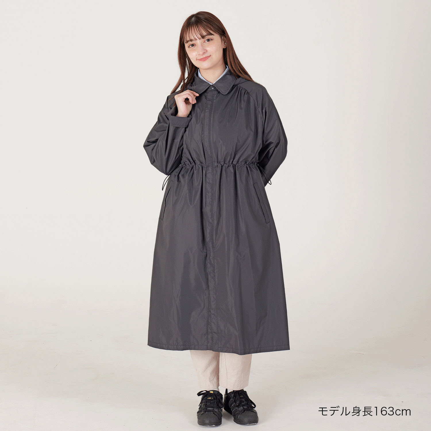 【ピーチドロップ】ギャザースレンカラーレインコート - 画像5