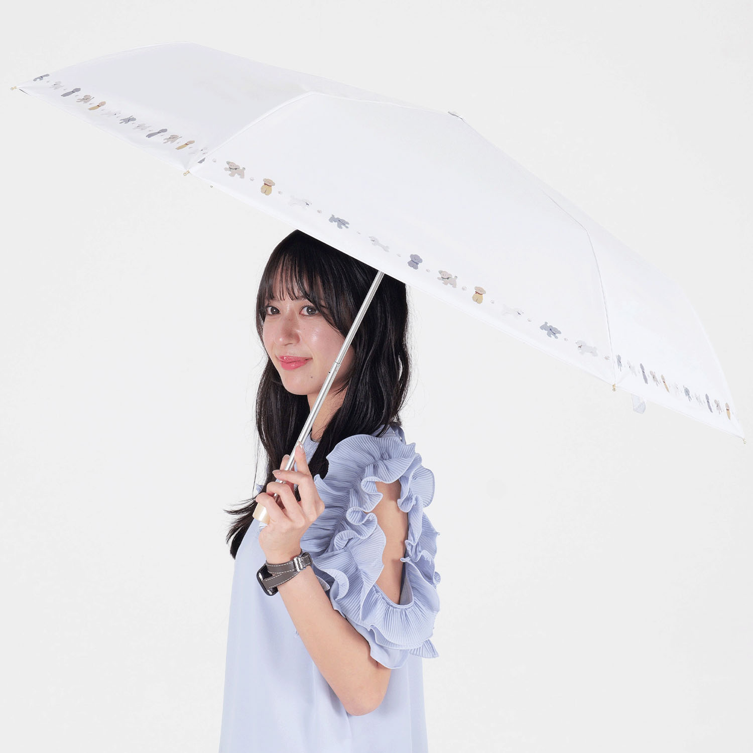 【期間限定価格2／2～2／9】晴雨兼用 子犬ミニ55cmミニ傘 - 画像6