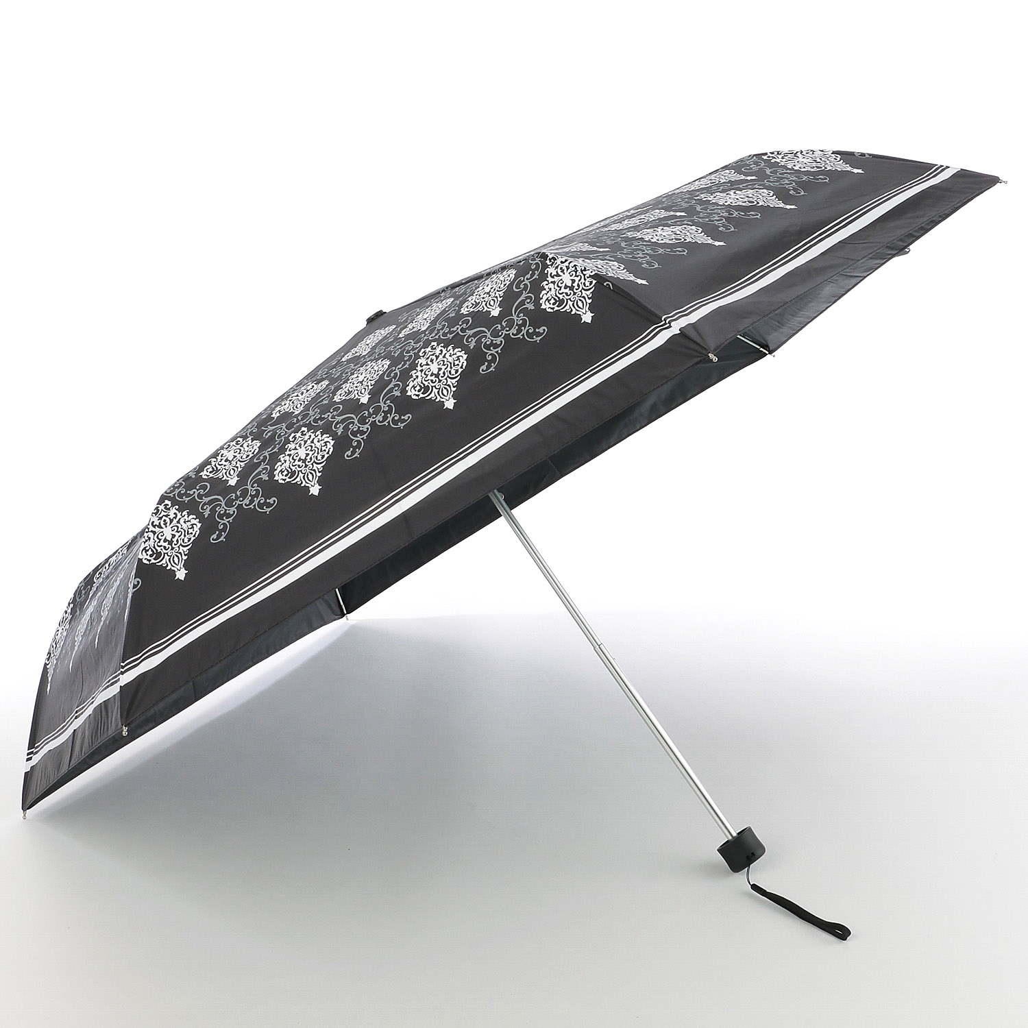 晴雨兼用傘 モノクロームダマスク柄ミニ - 画像4
