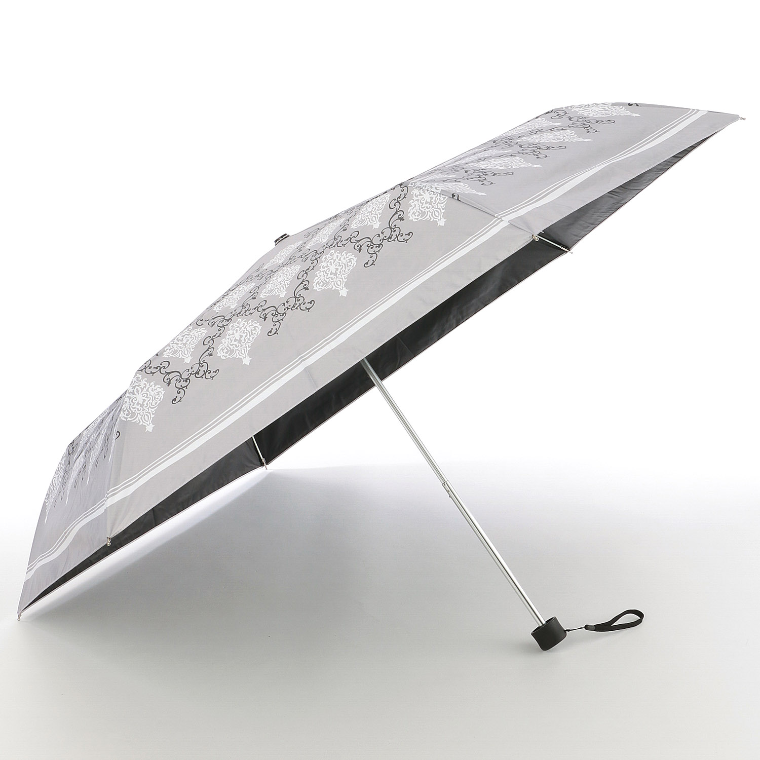 晴雨兼用傘 モノクロームダマスク柄ミニ