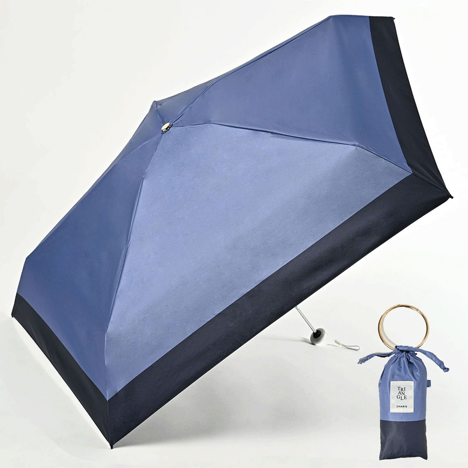 【CHARIS】 晴雨兼用 トライアングルムスク折傘 - 画像1