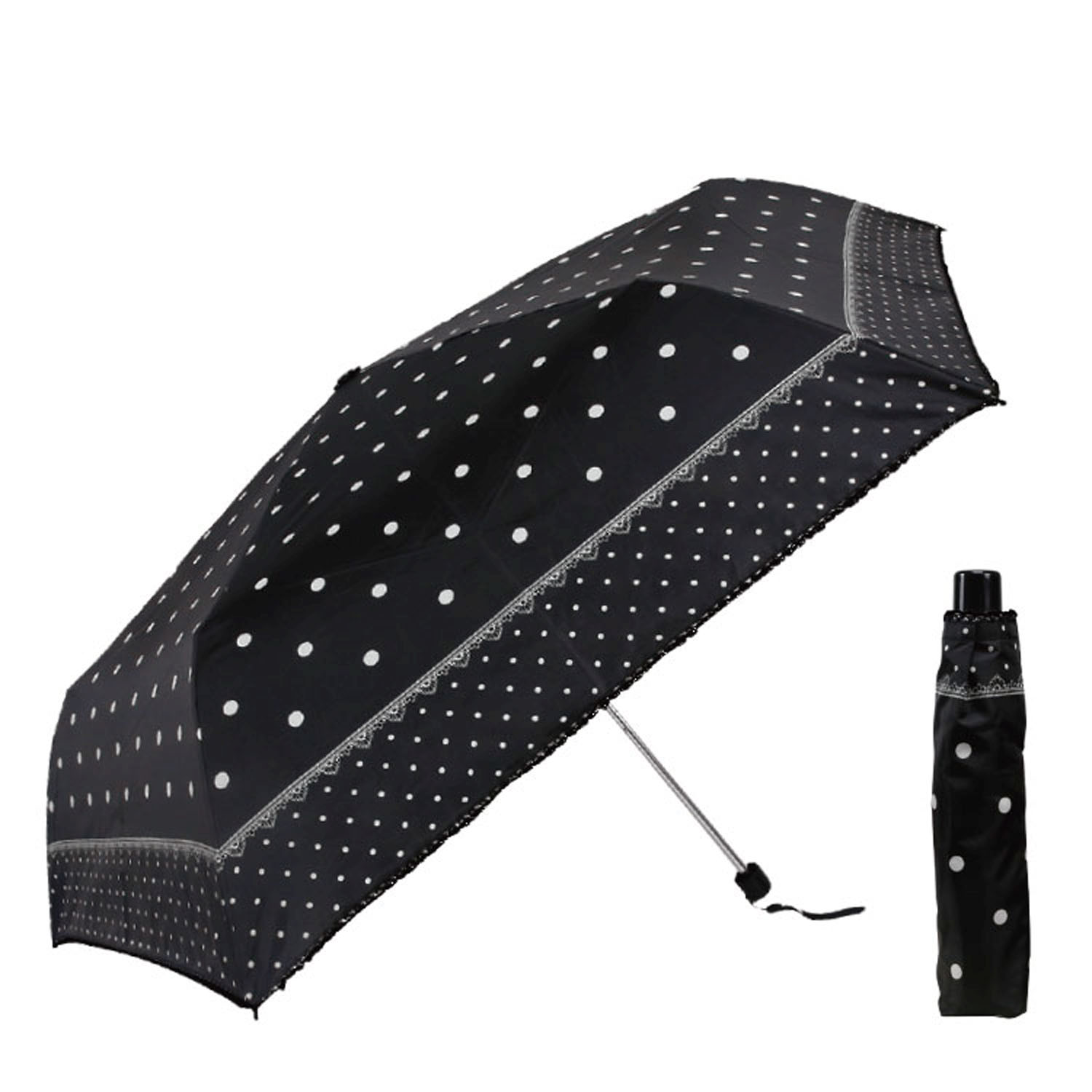 晴雨兼用 水玉レース折傘