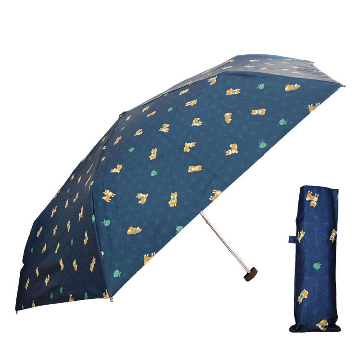 【和柄折傘】 晴雨兼用 柴犬フラットミニ - 画像2