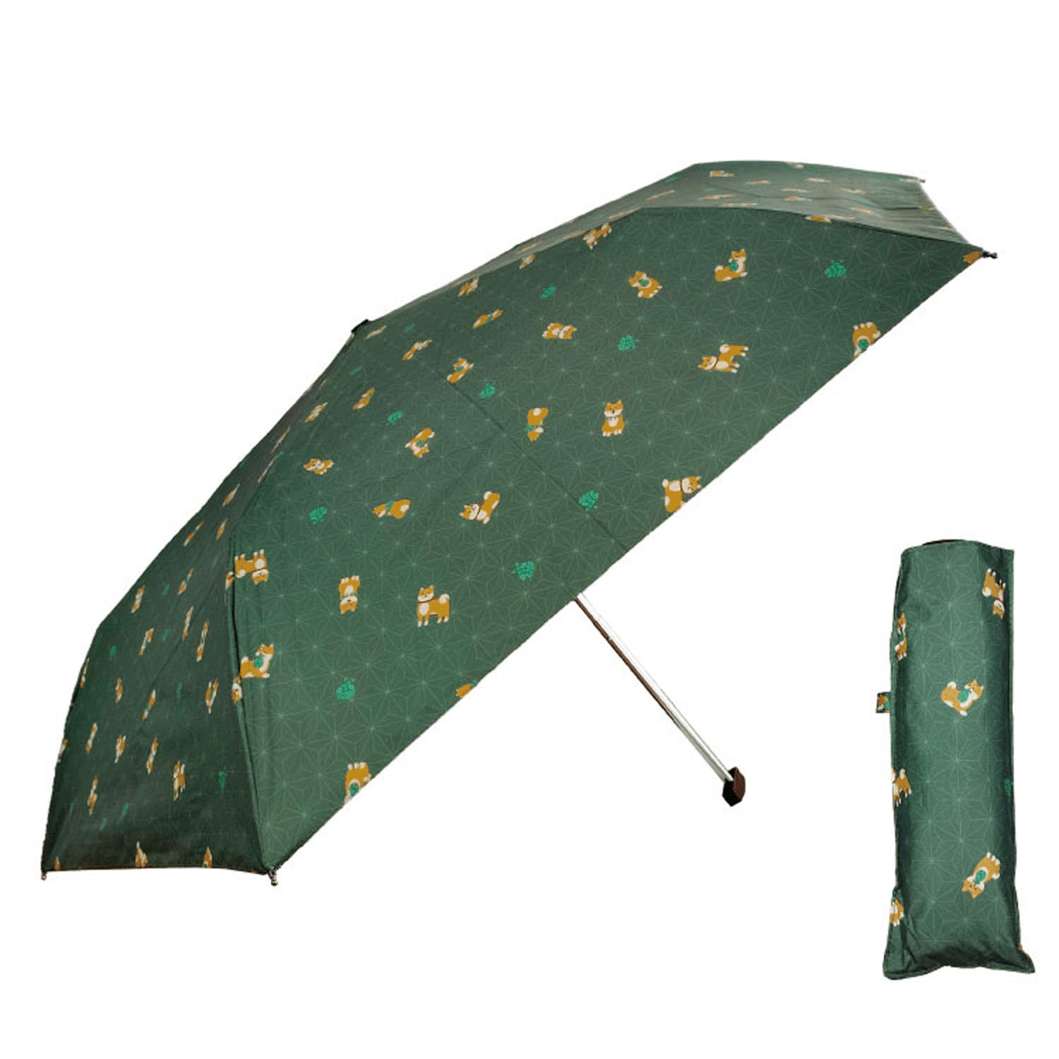 【和柄折傘】 晴雨兼用 柴犬フラットミニ