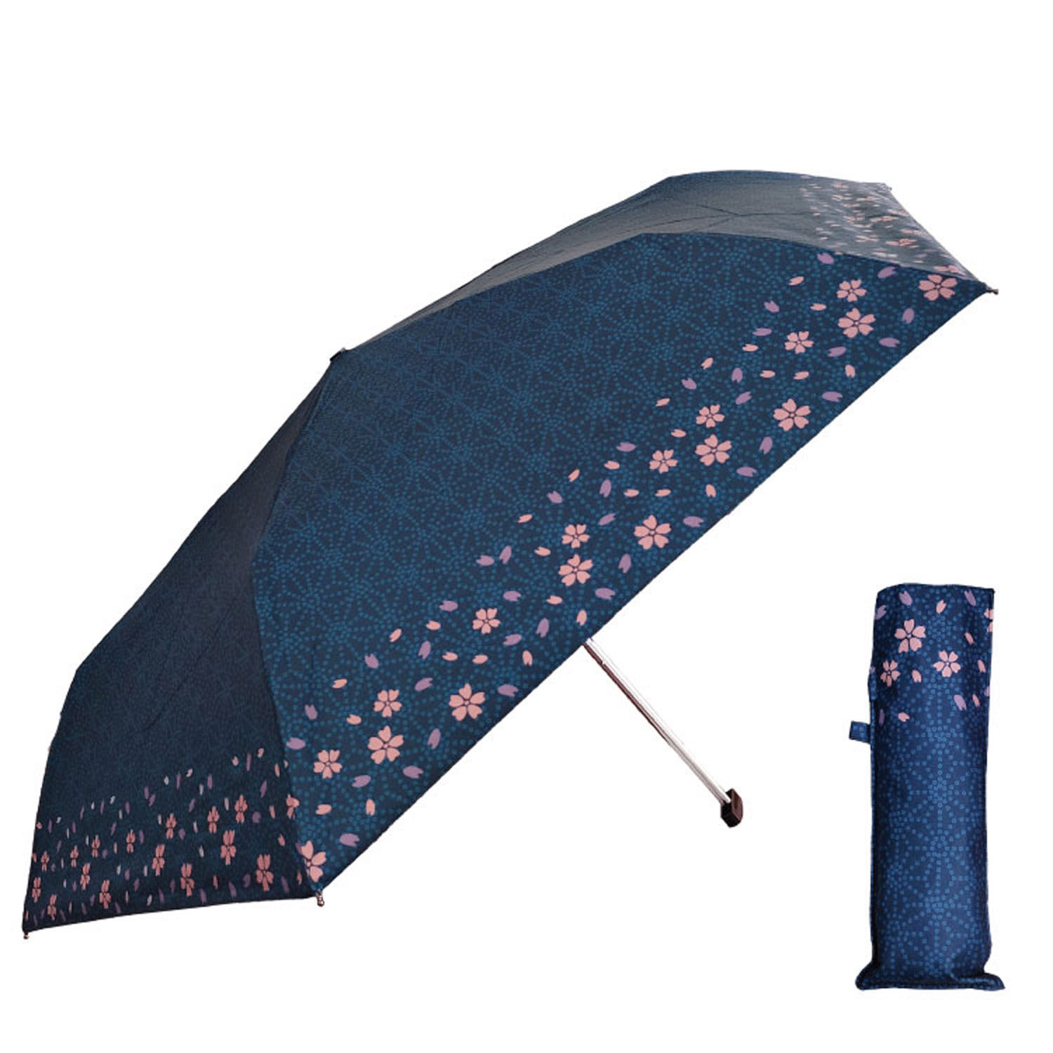 【和柄折傘】 晴雨兼用 淵桜フラットミニカサ - 画像2
