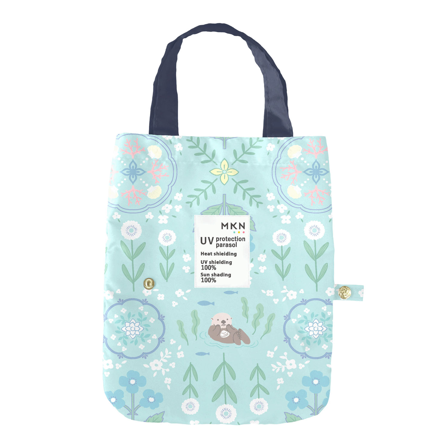 【便利なトートバッグ付き】 晴雨兼用 花文様・ラッコ折傘 - 画像3