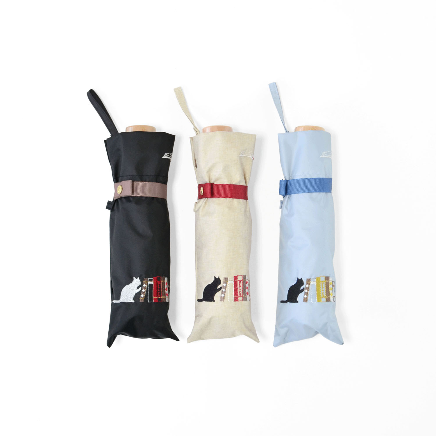 【耐風仕様】 晴雨兼用 本と猫刺繍ミニ傘 - 画像8