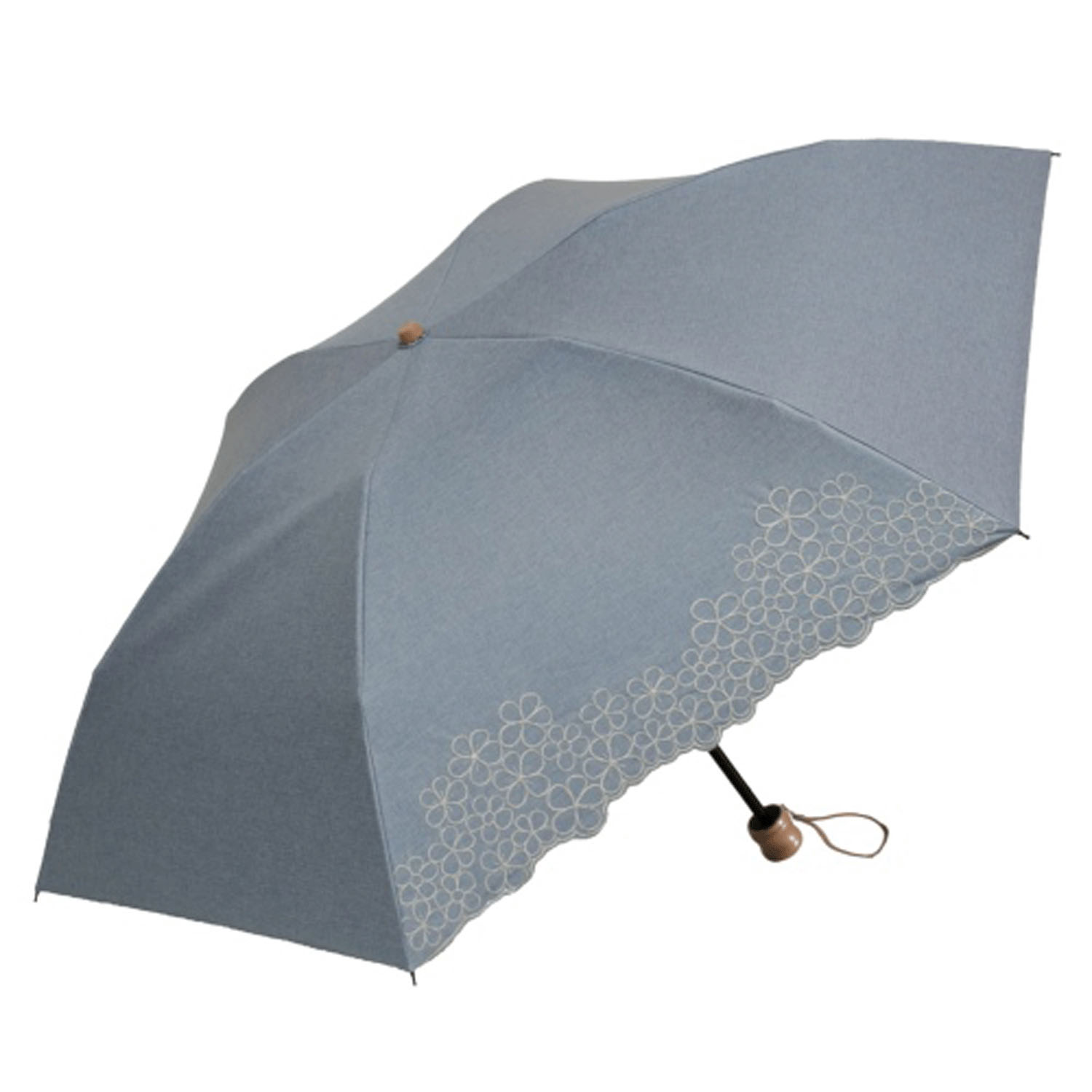 晴雨兼用 シャンブレー花畑刺繍折傘 - 画像7