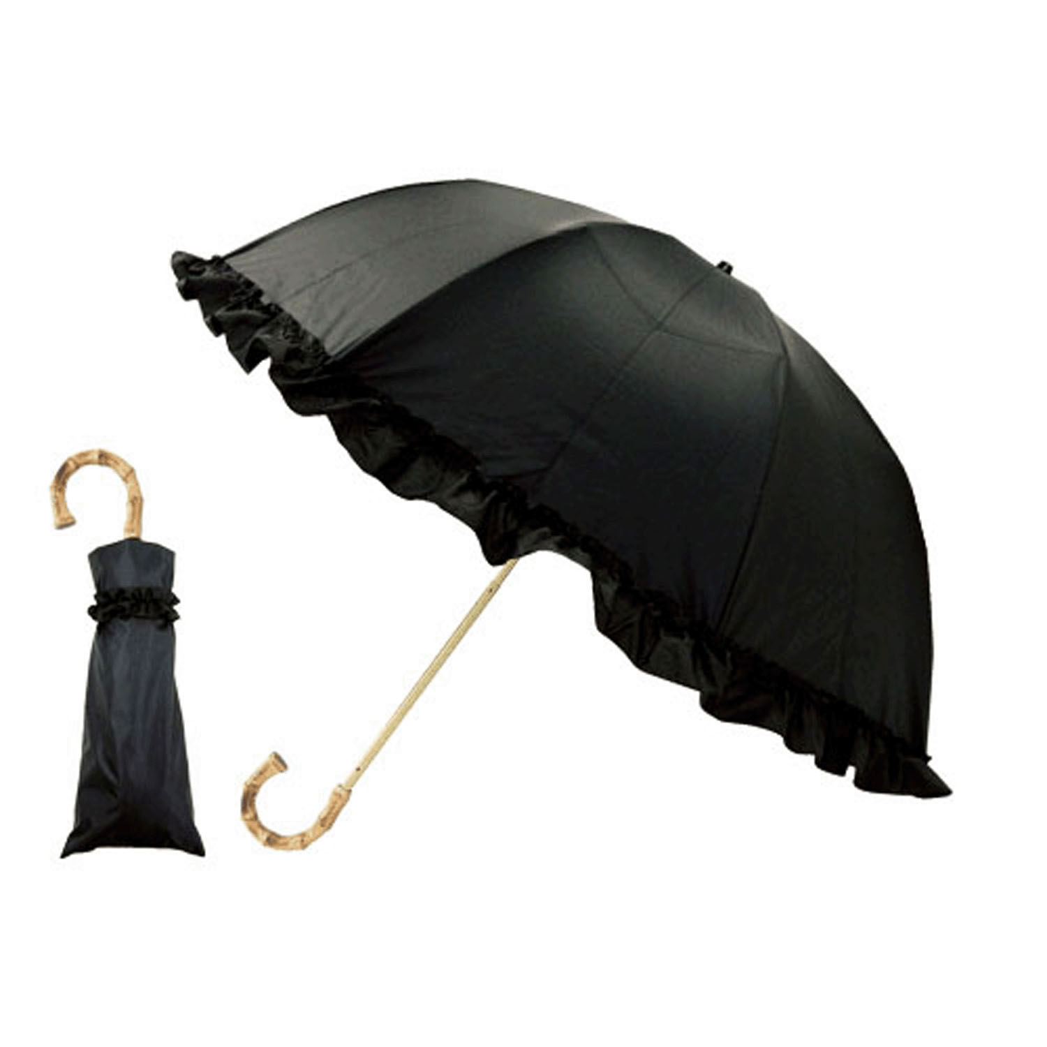 【大人気商品！】 pink trick 完全遮光 フリル 晴雨兼用 2段折傘