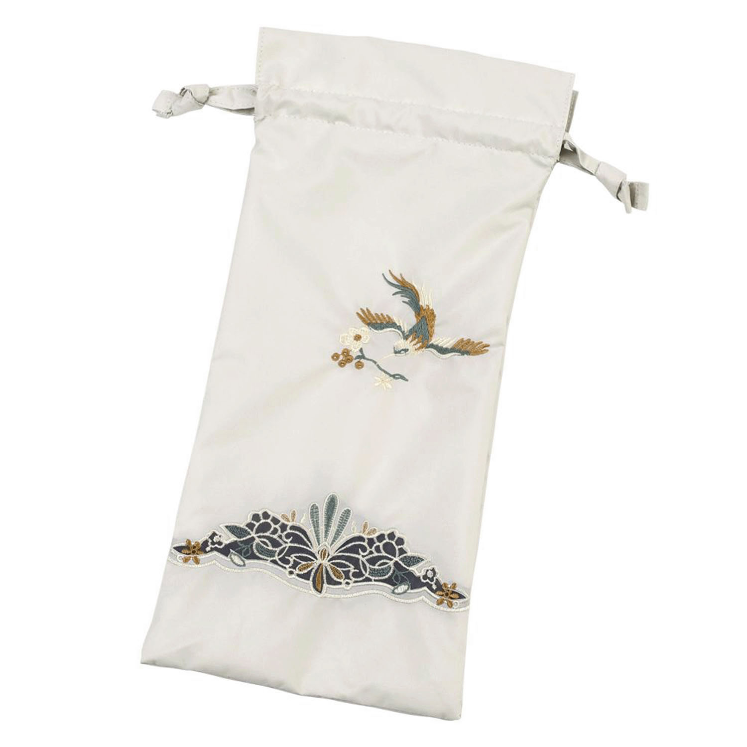 完全遮光 （晴雨兼用）女優日傘 「花鳥オーガンジー刺繍かわず張り」ショート折り畳み - 画像6