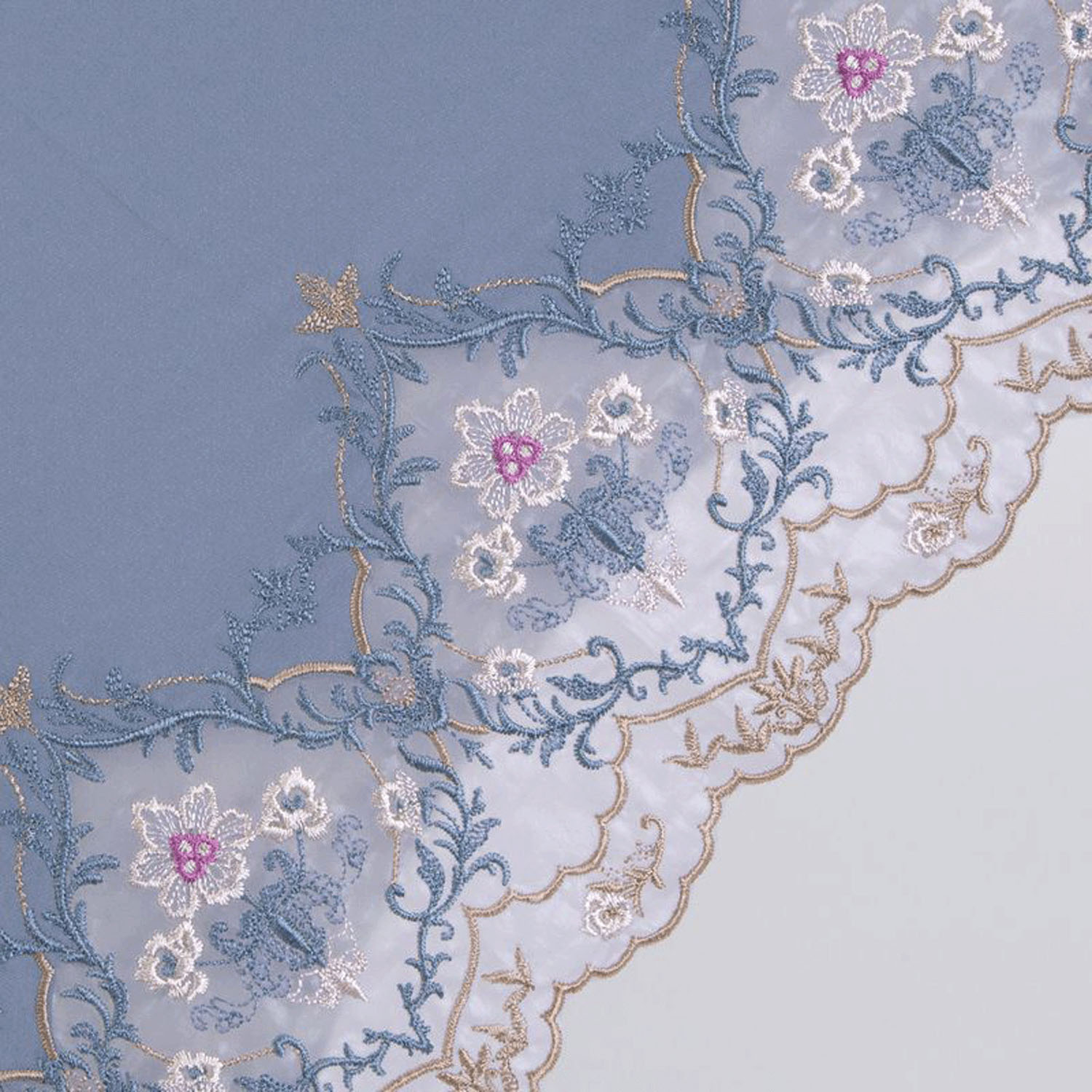 完全遮光 （晴雨兼用）女優日傘 「ダマスクオーガンジー刺繍かわず張り」ショート折り畳み - 画像15