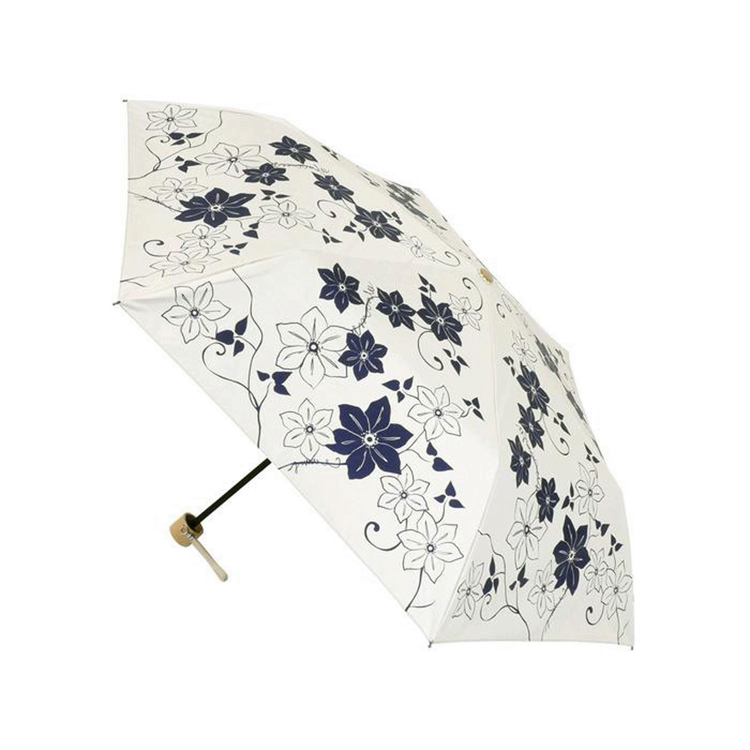 百花涼藍晴雨兼用折傘