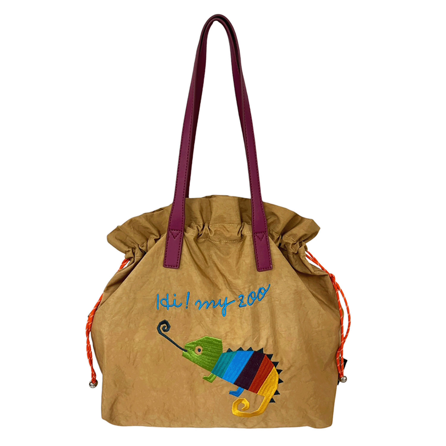 【大人気】HI！MY ZOO アニマル刺繍巾着トートバッグ - 画像4