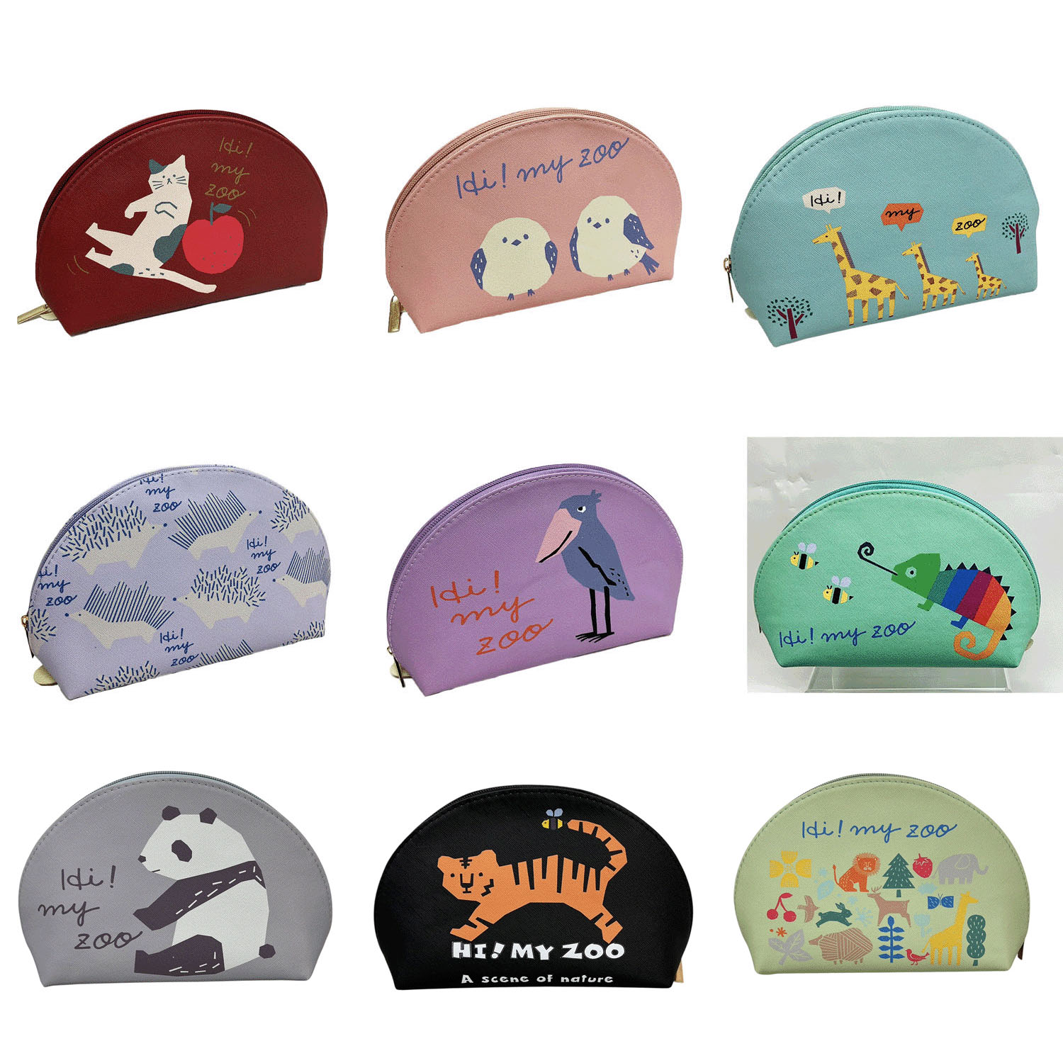 【33－00、82－00 次回納期未定】HI！MY ZOO アニマル柄 4連ポーチ