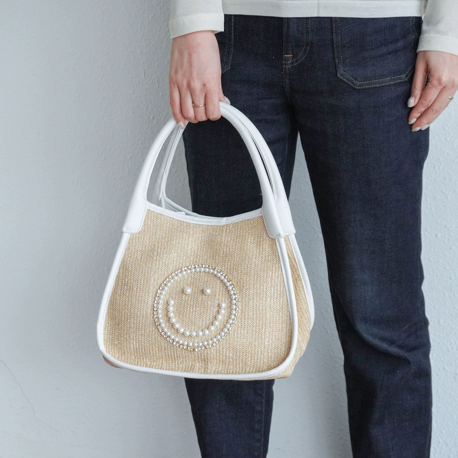 COOCO SMILEY パール刺繍シート2WAYトートバッグ