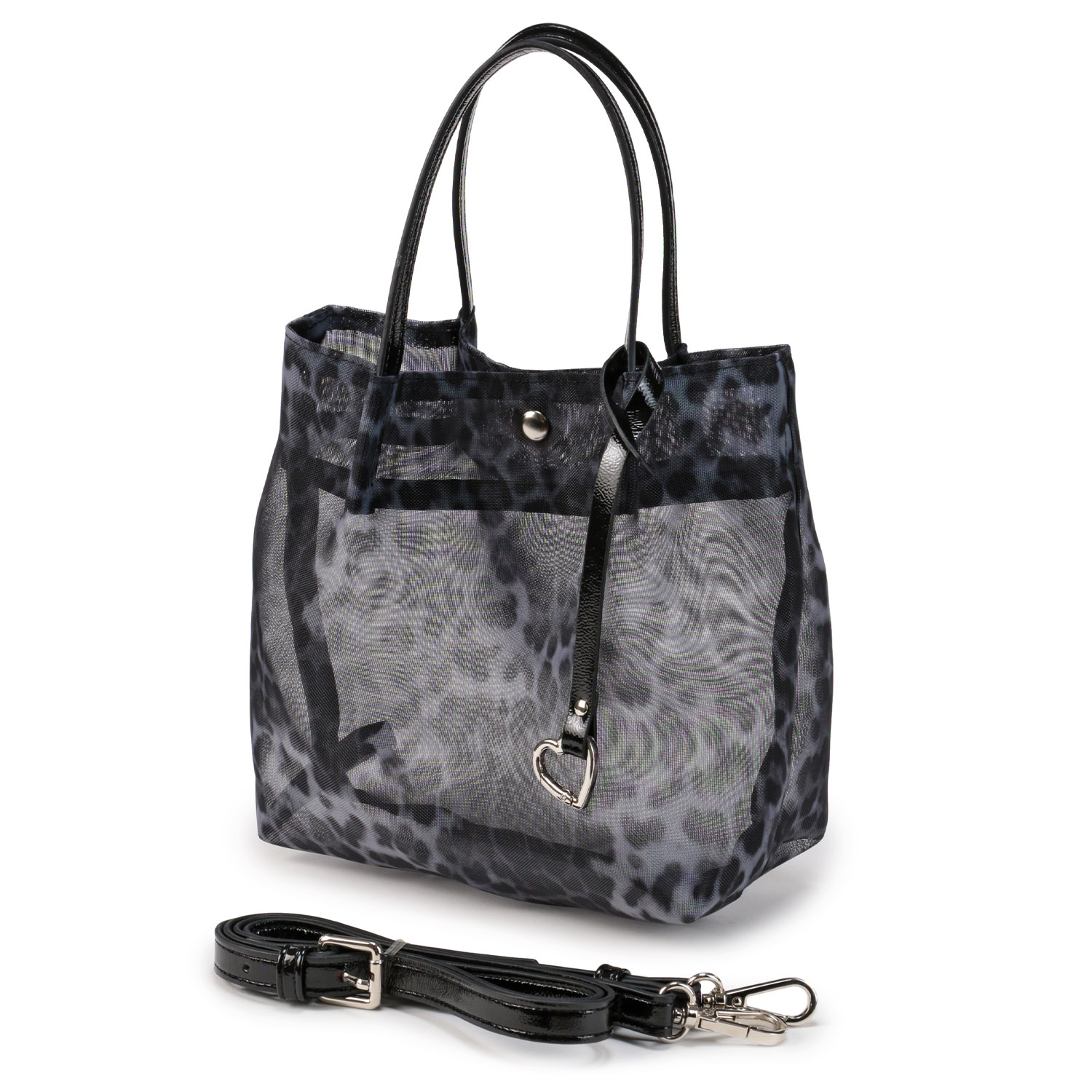 COOCO ヒョウ柄メッシュつまみハンドル2WAYミニバッグ