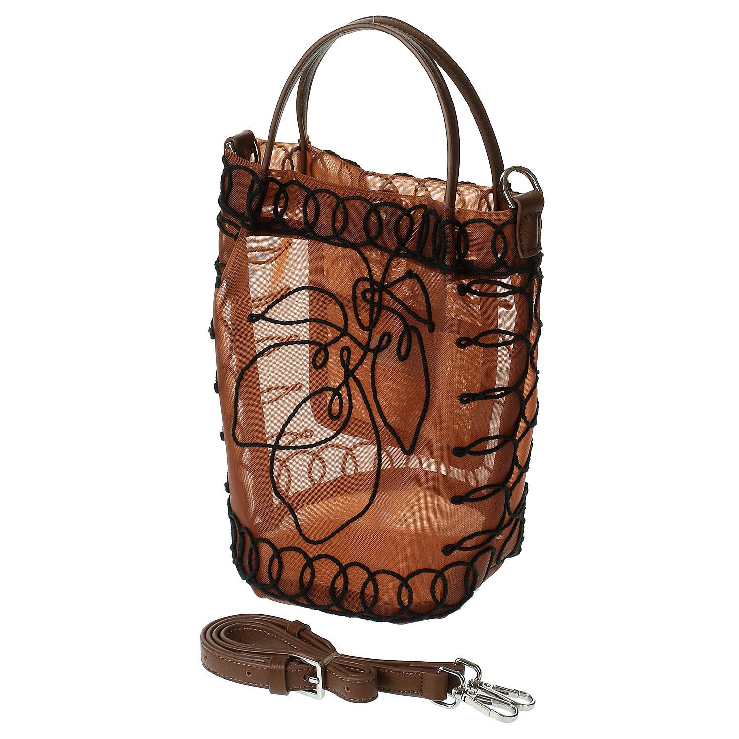 【15－00、24－00 在庫ある分で終了】cachecache コード刺繍メッシュバッグ - 画像1