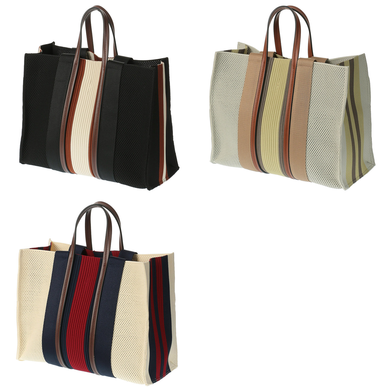 cachecache マルチカラーストライプ2WAYスクエアトートバッグ - 画像1