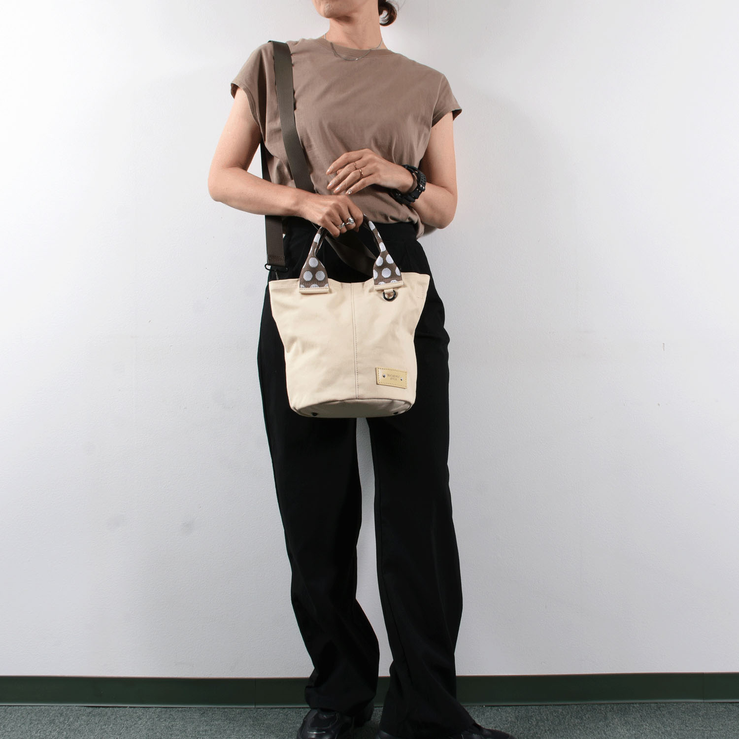 MACARONIC STYLE  キャンバスドットハンドル2WAYバッグ