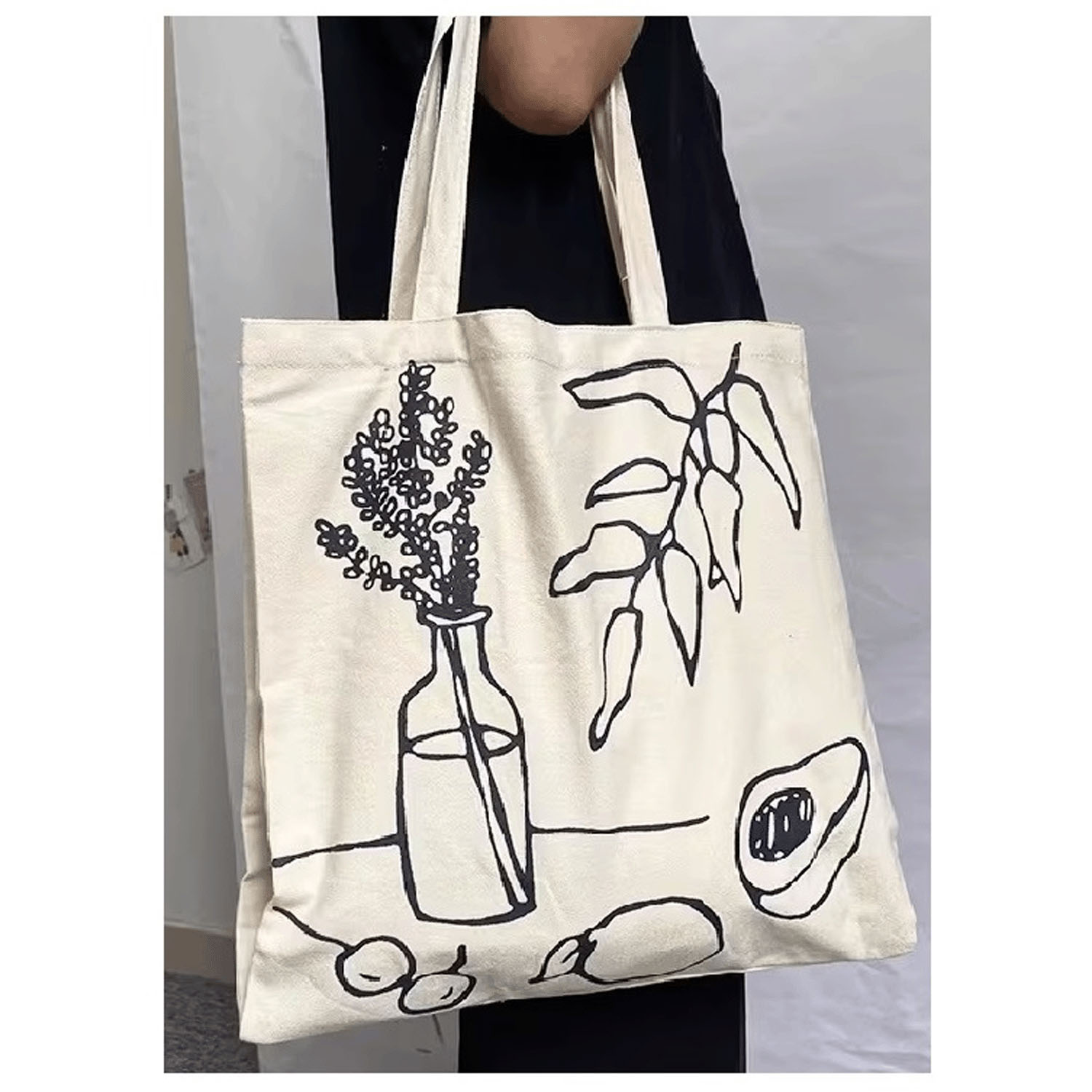 キャンバス植物柄トートバッグ - 画像5