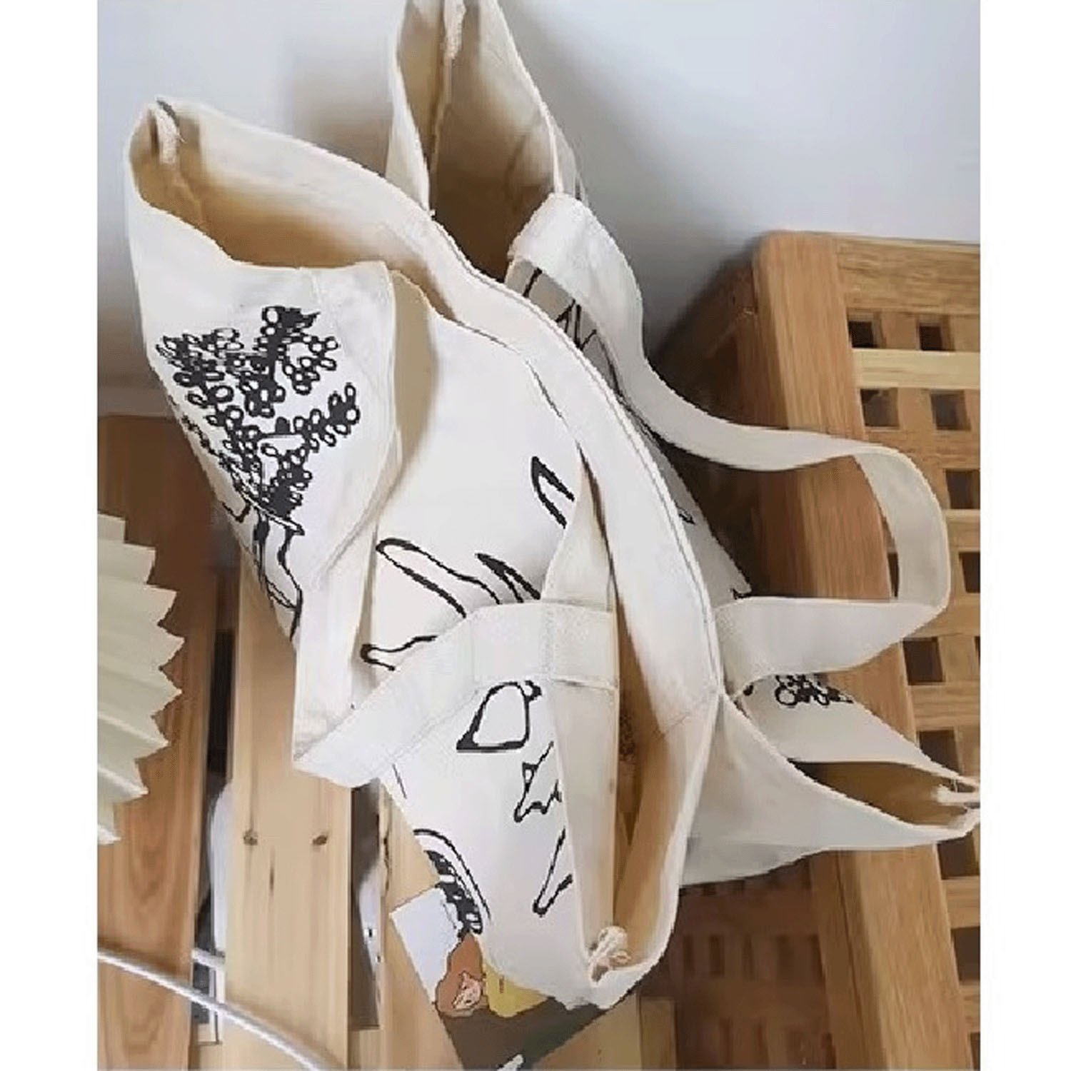 キャンバス植物柄トートバッグ - 画像6