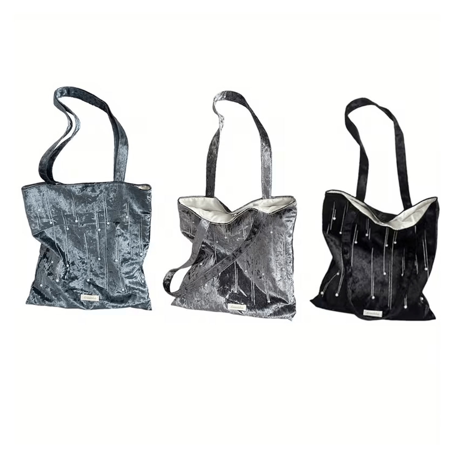 ベルベットパール付きトートバッグ - 画像2