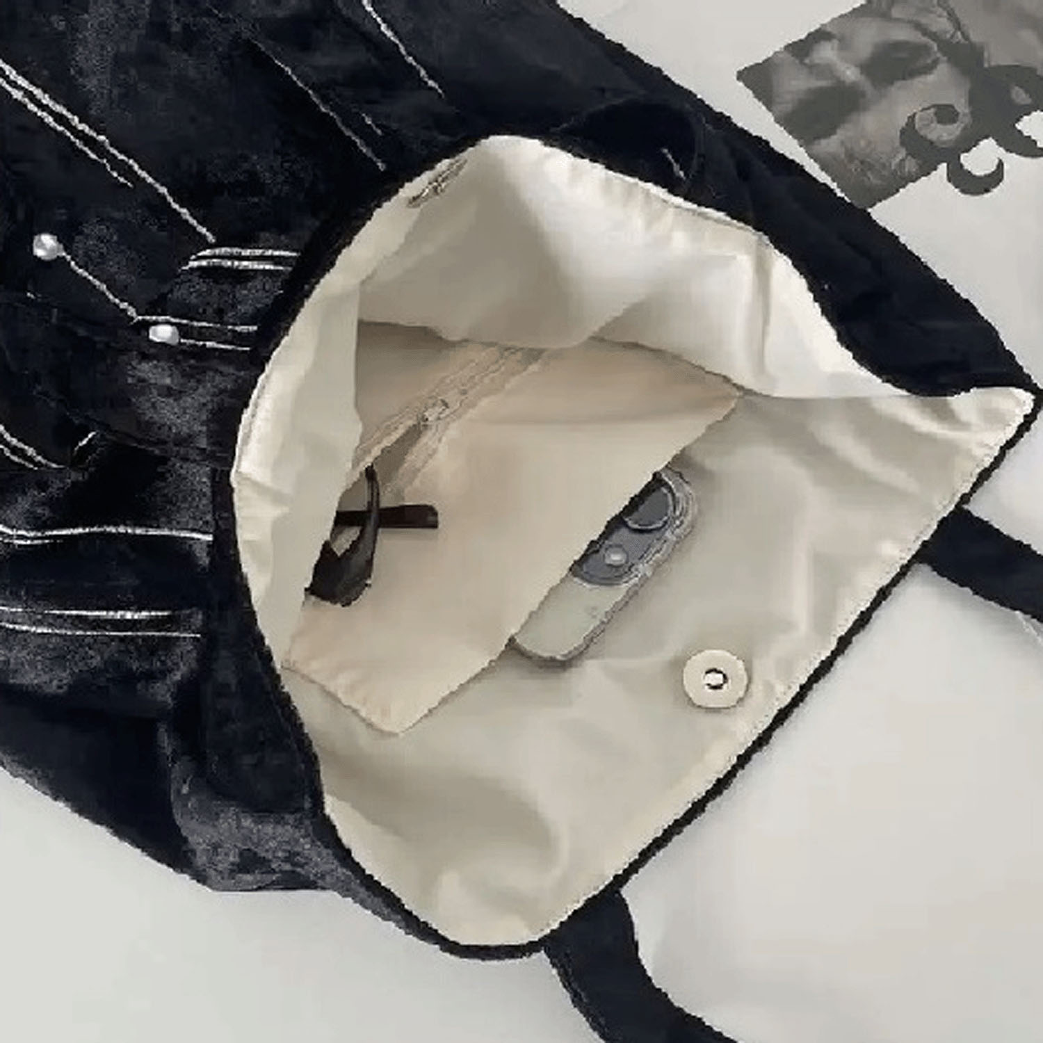 ベルベットパール付きトートバッグ - 画像6