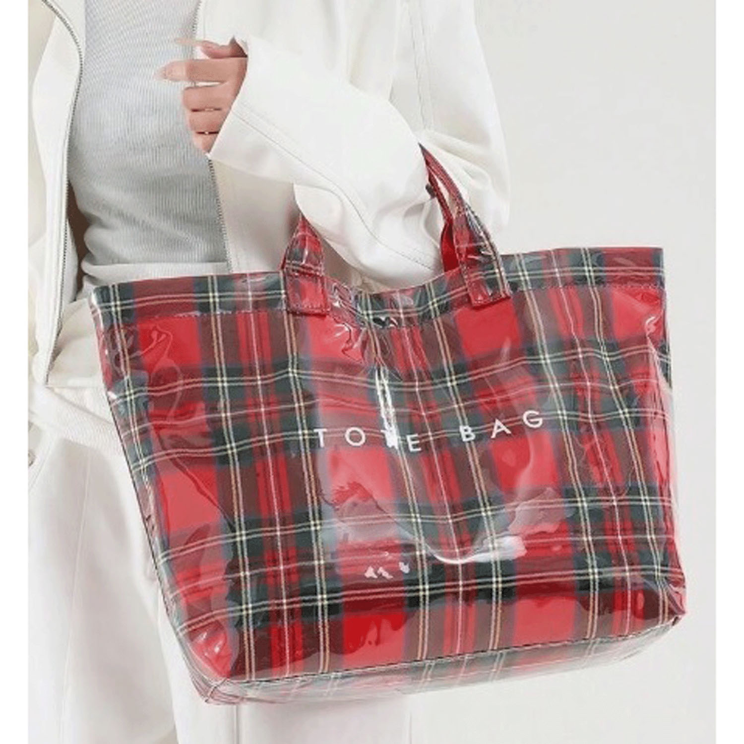 PVCチェックトートバッグ