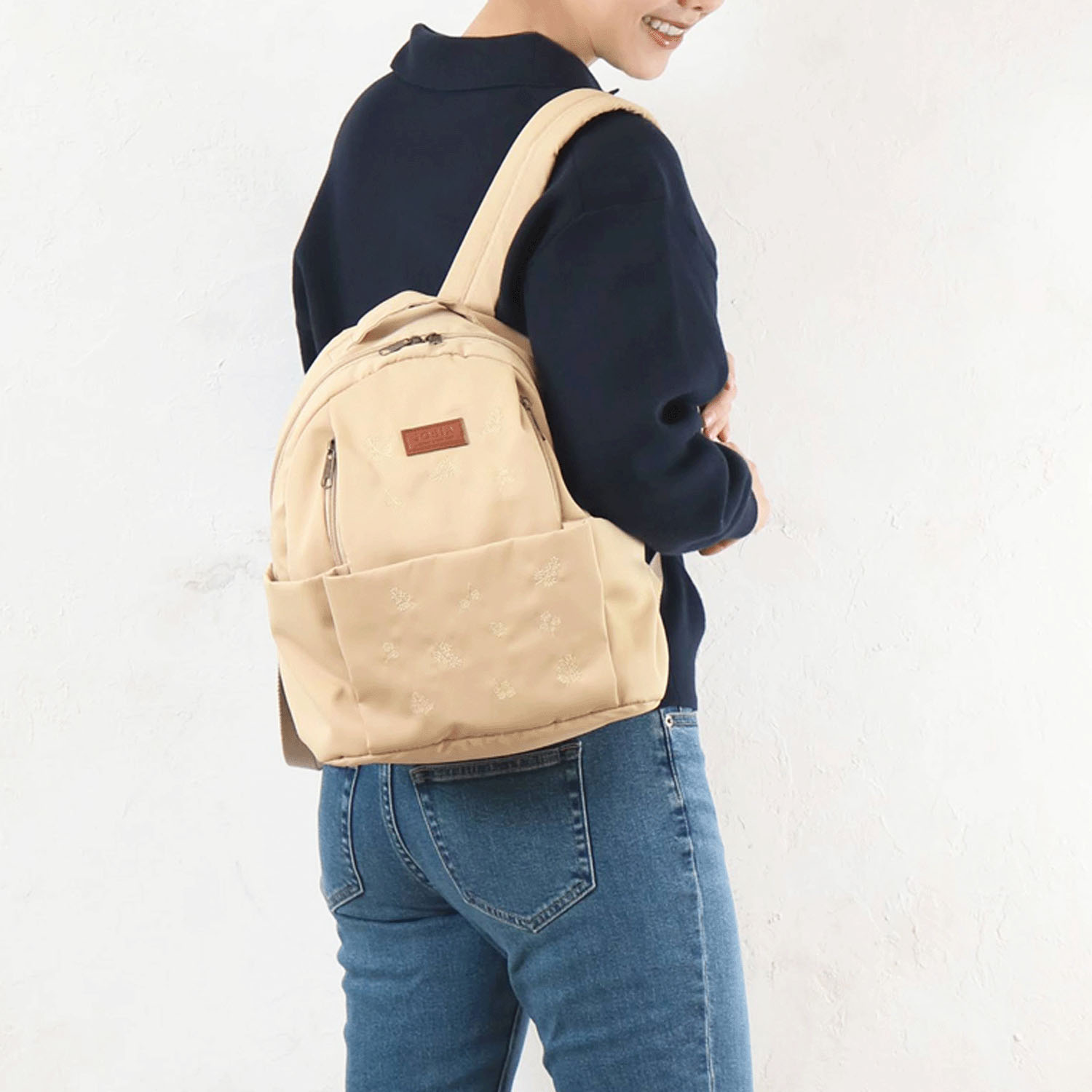 撥水フルール刺繍リュックサック