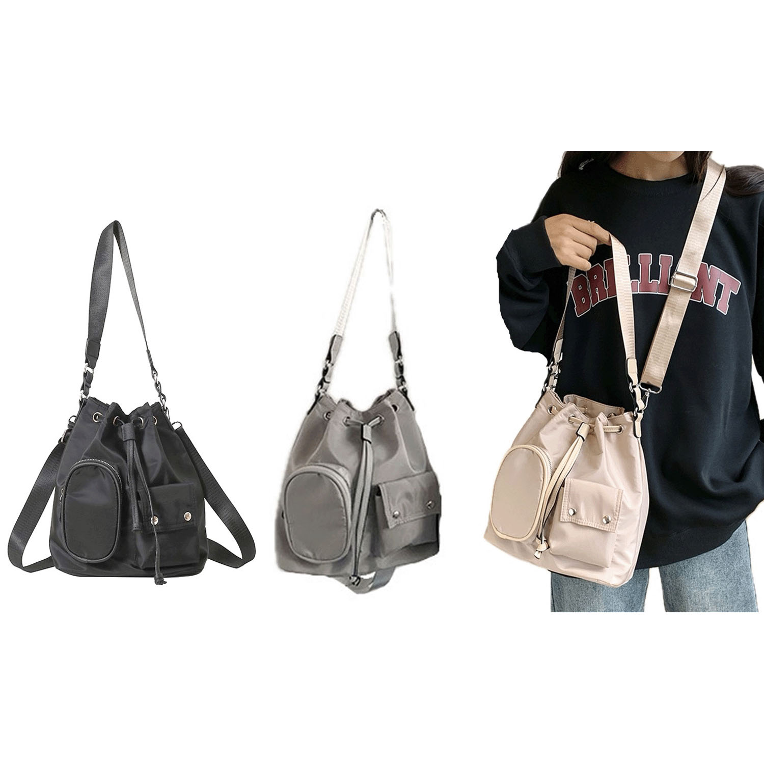 adia ナイロン巾着2WAYバッグ - 画像3