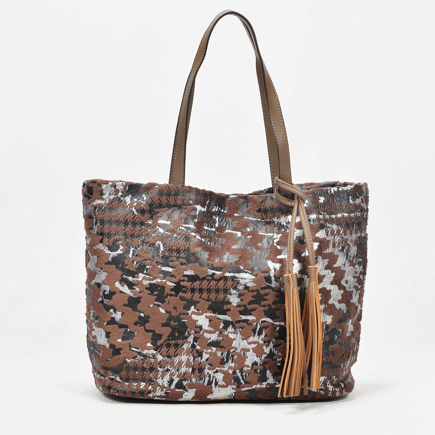 【25－00 在庫ある分で終了】アニマル柄タッセル付きトートバッグ