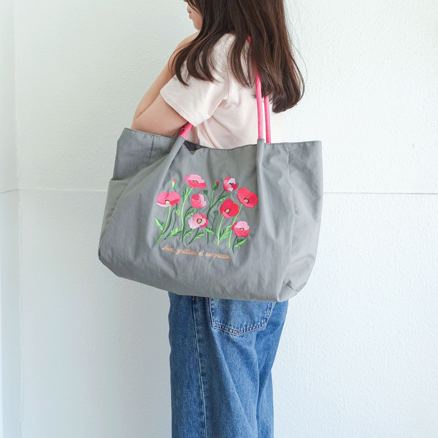 【エトワールオリジナル】フラワー刺繍トートバッグ - 画像3