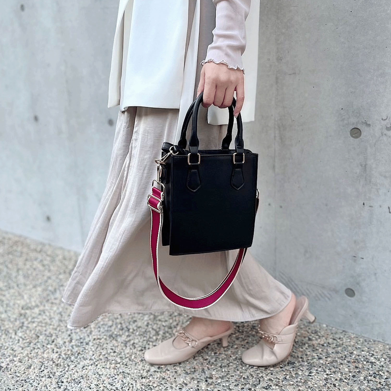 【人気】4cm幅 バッグストラップ ライン柄