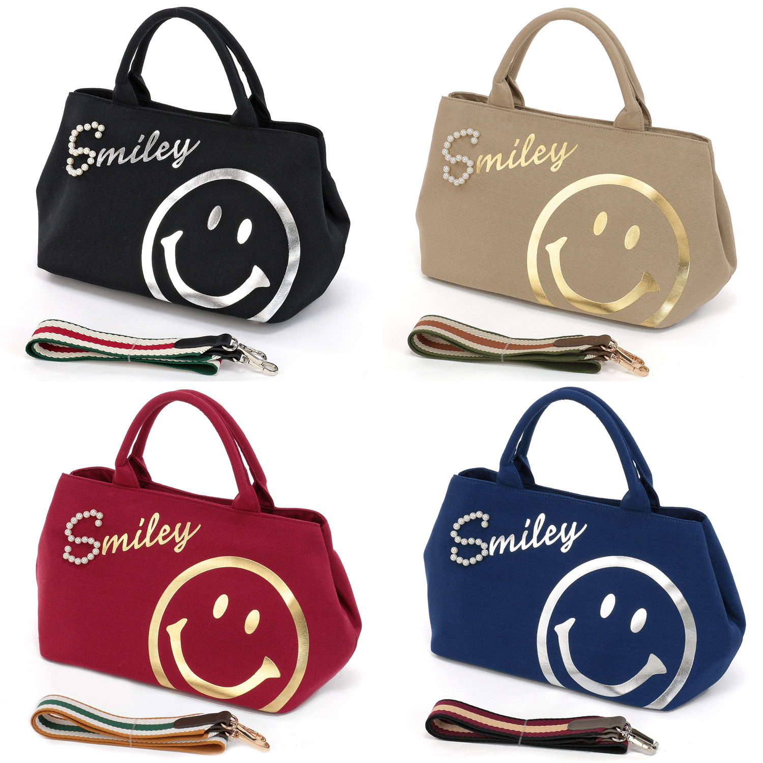 COOCO スマイルロゴパール×箔プリント2WAYトートバッグ