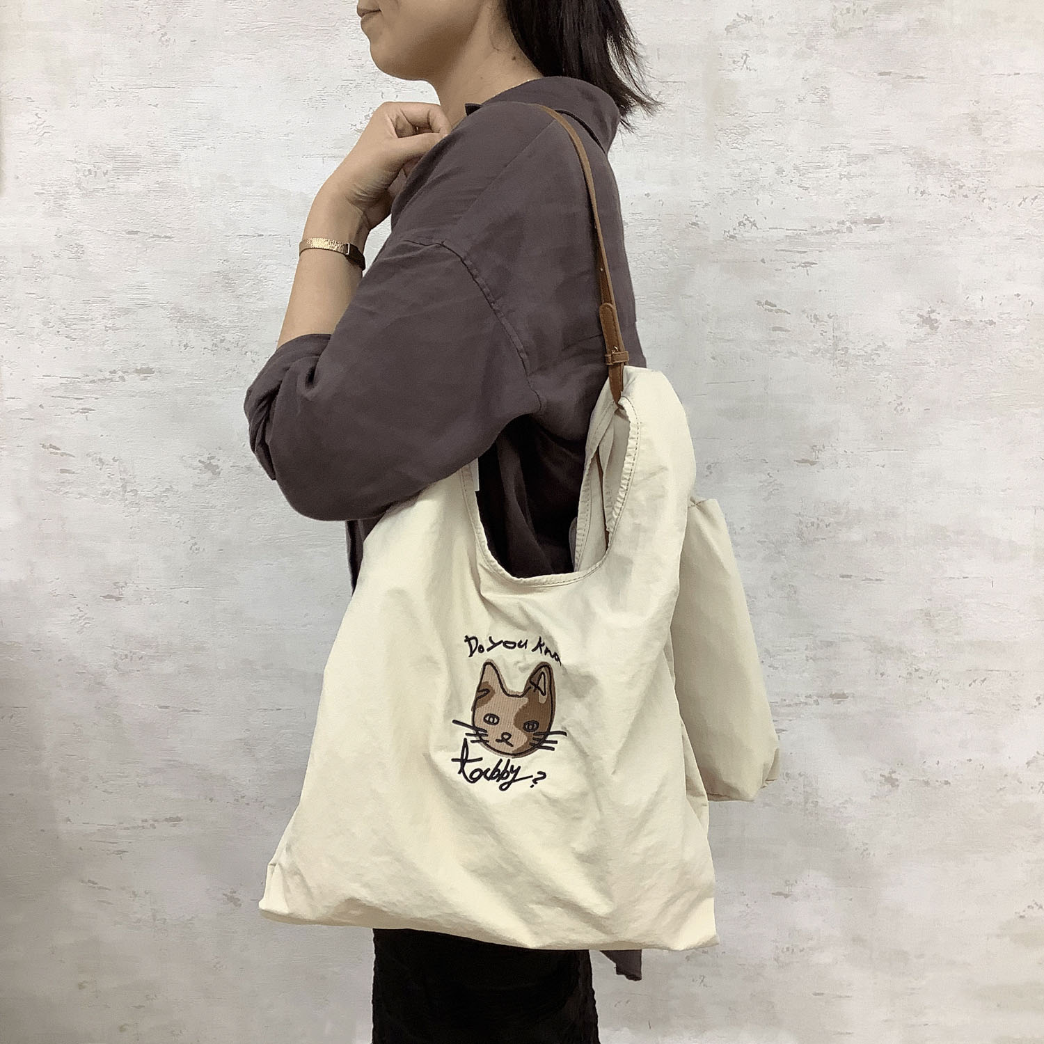 cachecache アニマルドローイング刺繍ナイロントートバッグ - 画像1