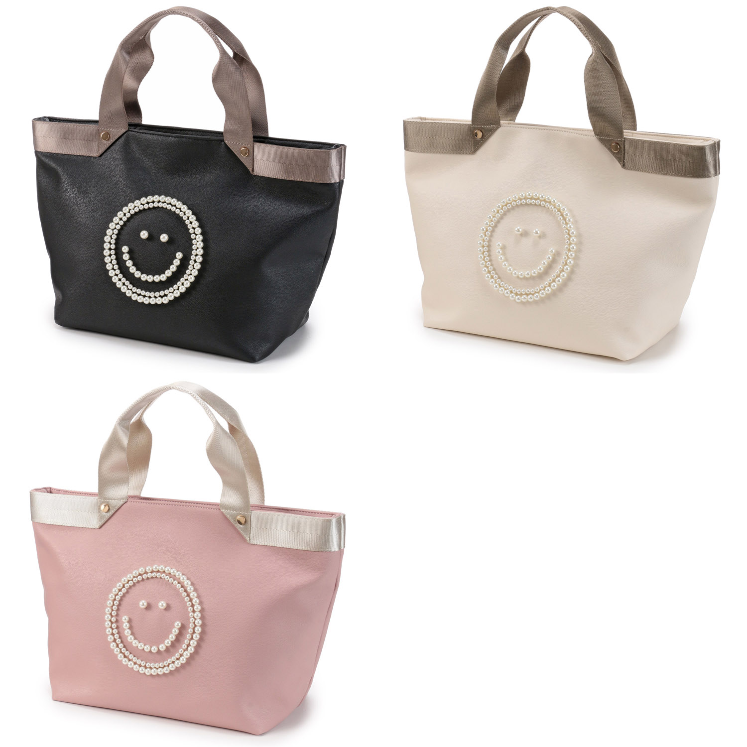 COOCO SMILEYテープハンドル×ビーズ刺繍トートバッグ