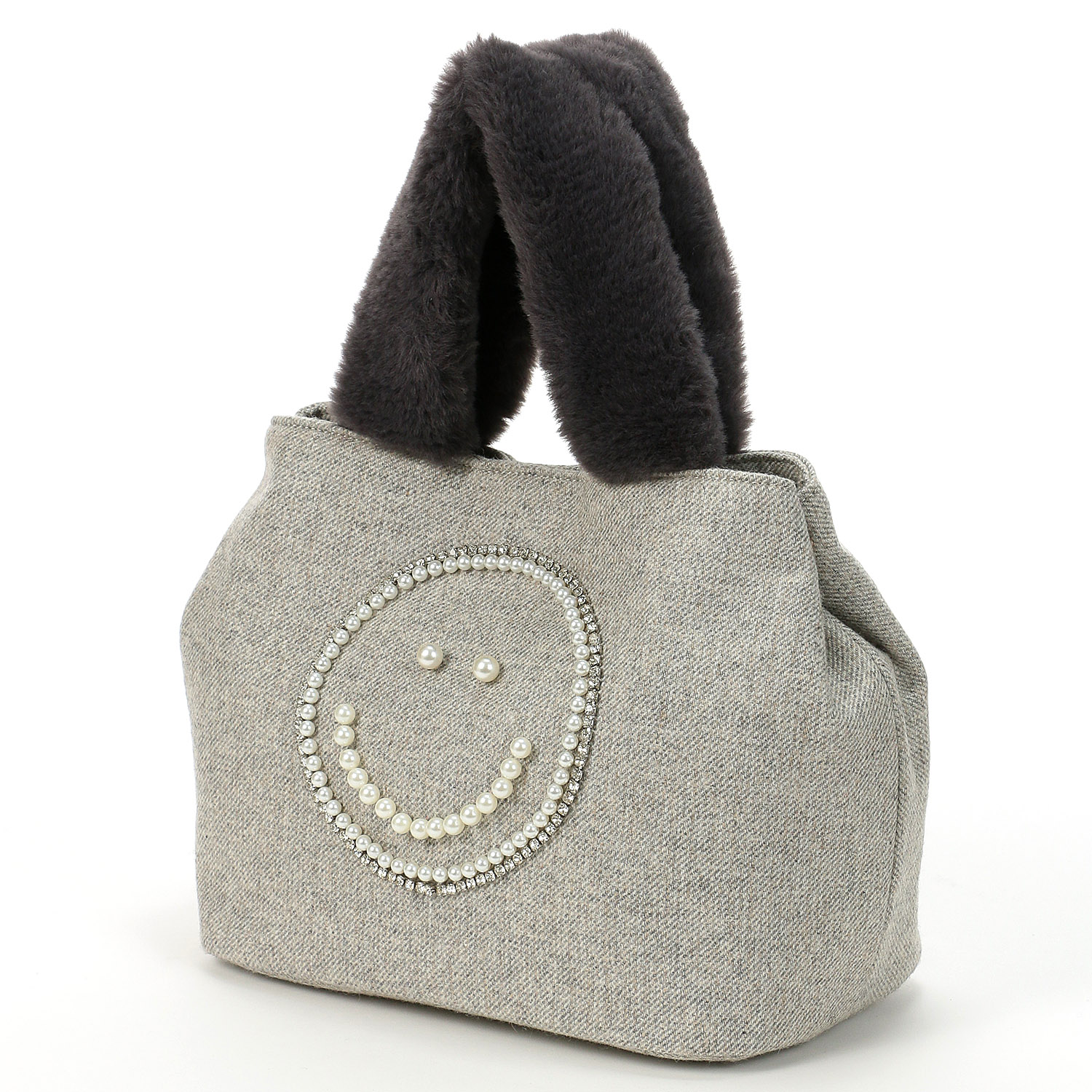 COOCO スマイルパール刺繍×エコファーハンドルトートバッグ - 画像2