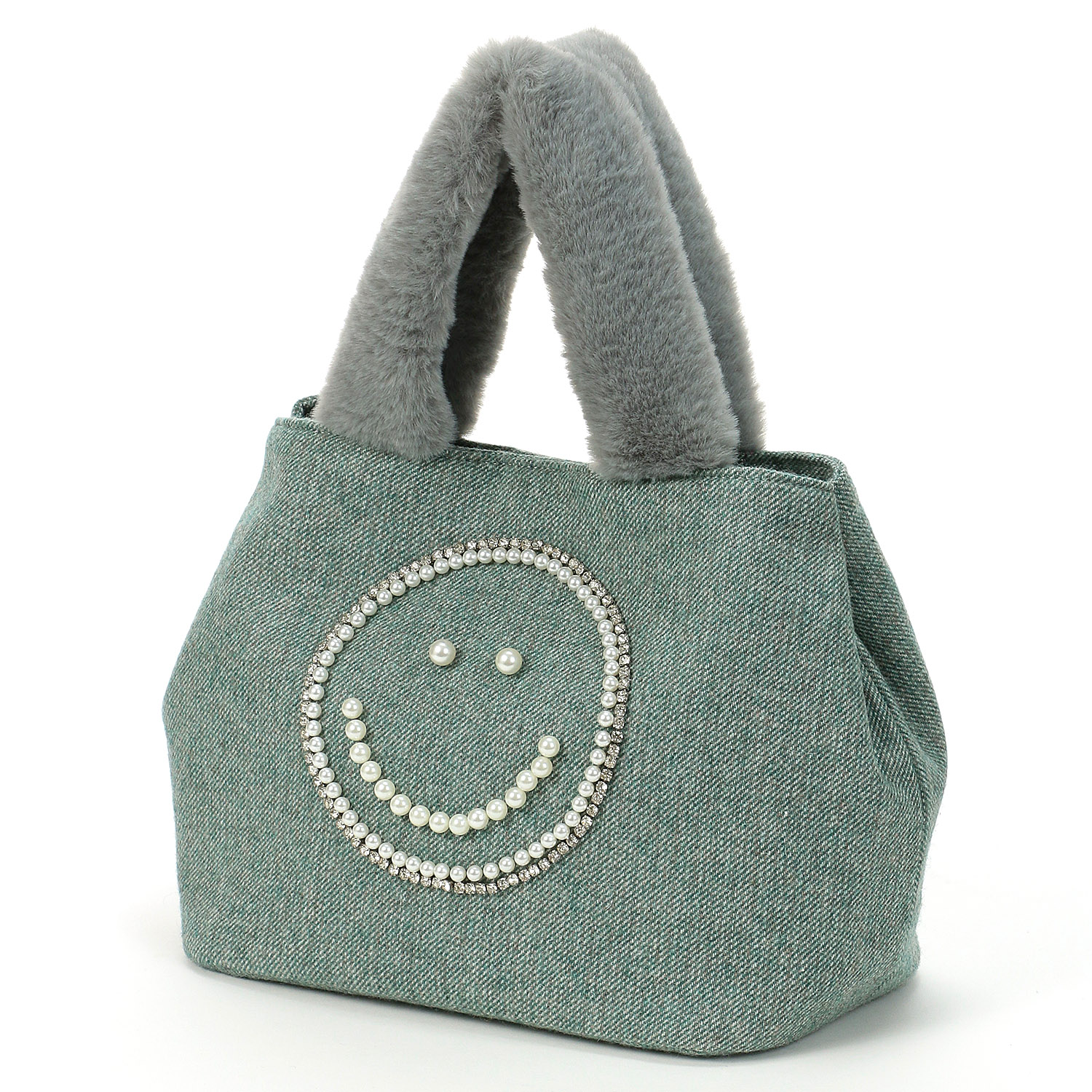 COOCO スマイルパール刺繍×エコファーハンドルトートバッグ - 画像4