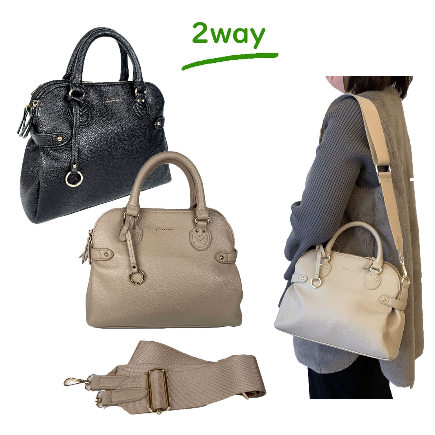 ソフトシュリンクボストン型2WAYバッグ - 画像3