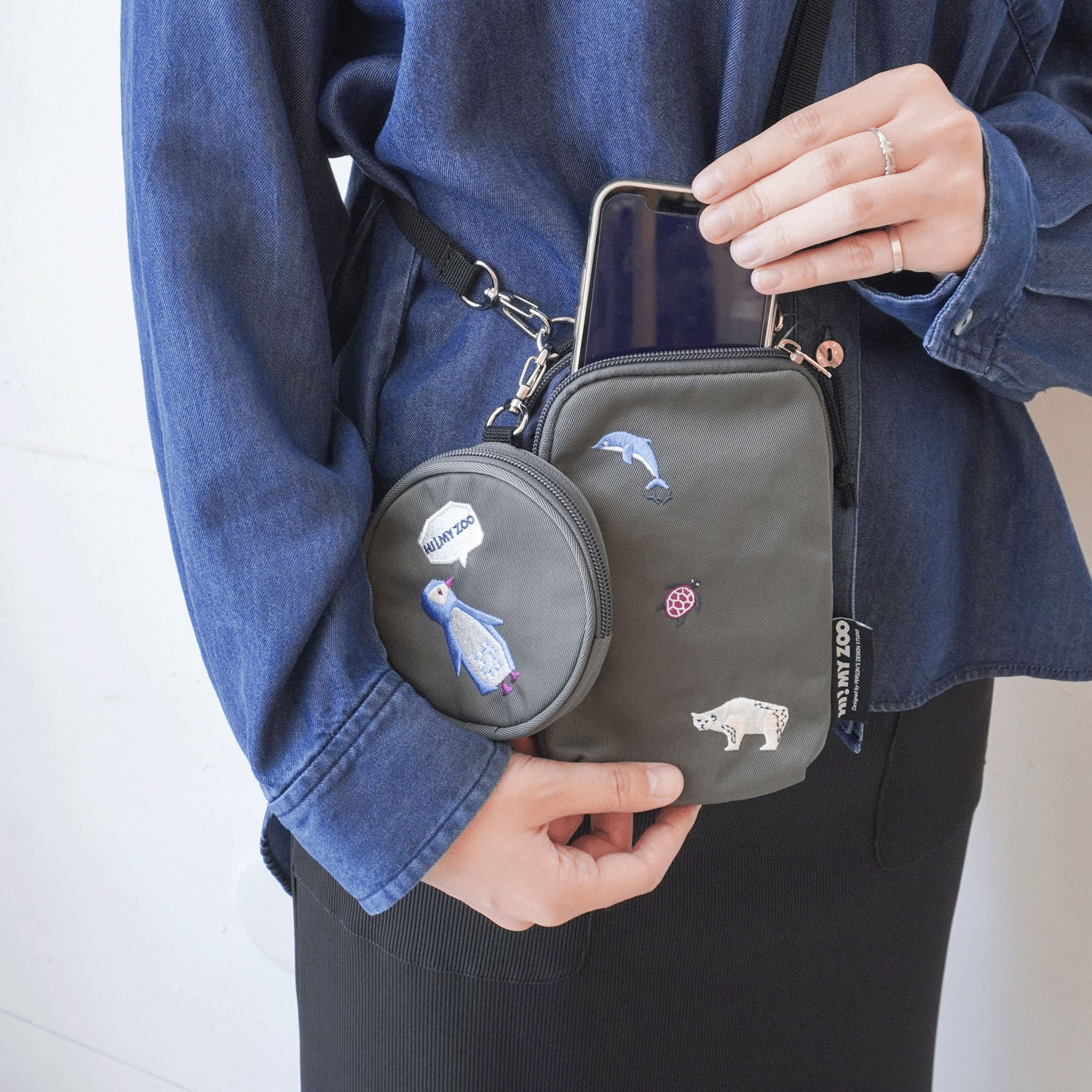 HI！MY ZOO HMZ刺繍ポーチ付ミニショルダーバッグ