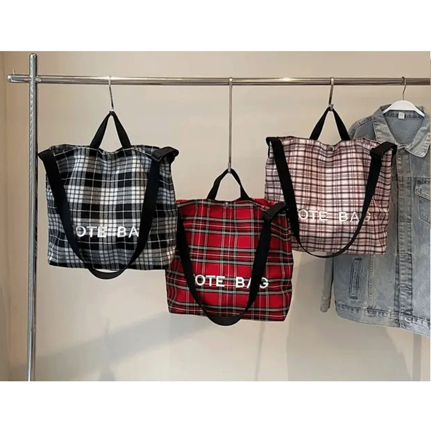 チェック2WAYトートバッグ