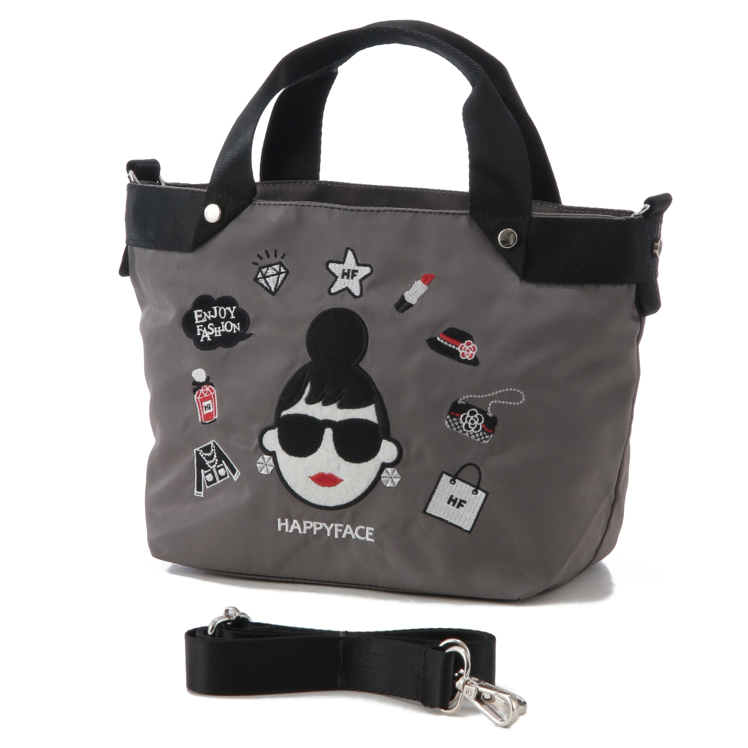 HAPPY FACE レディ・エマ新刺繍多機能2WAYショルダーバッグ