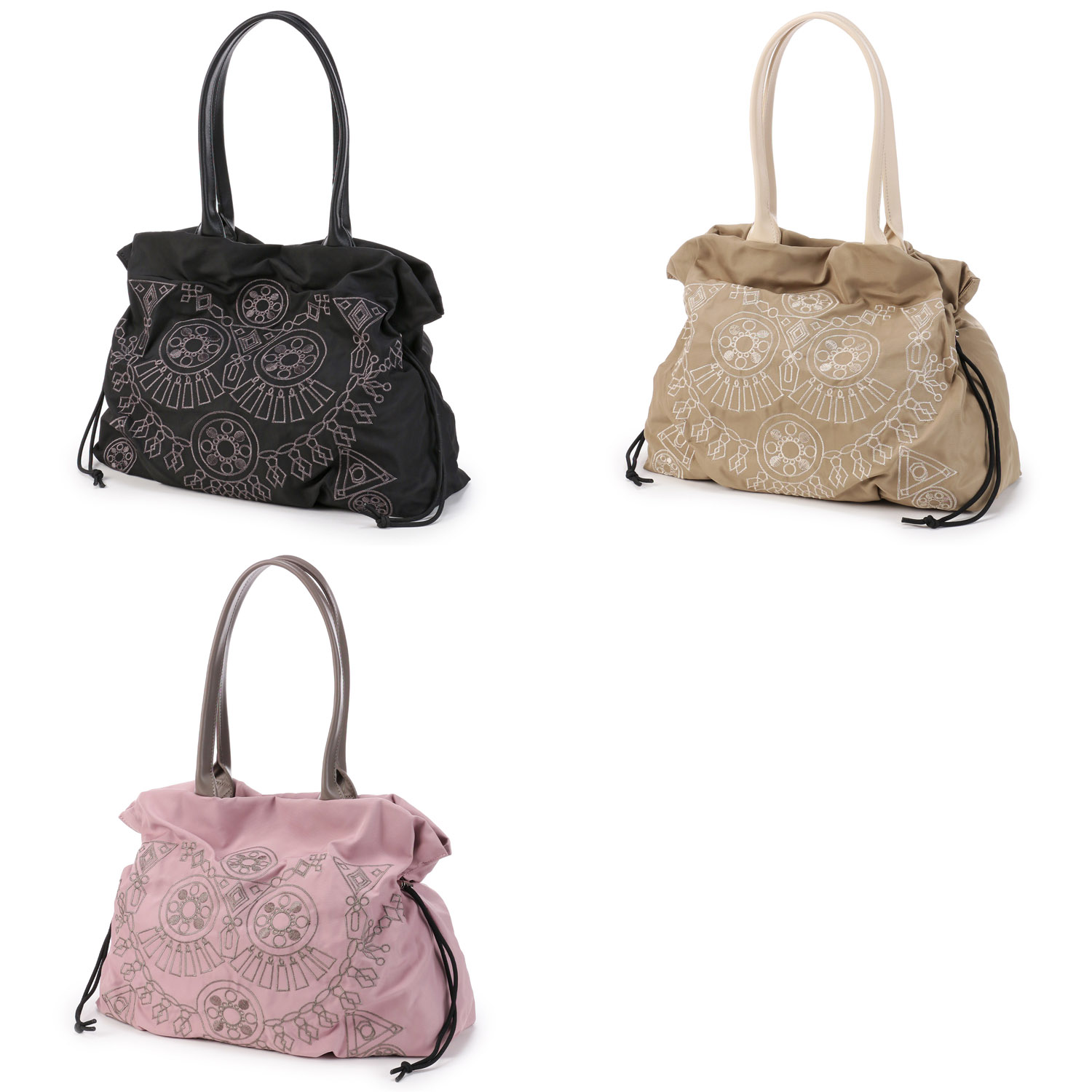 エスニック柄刺繍絞りトートバッグ - 画像1