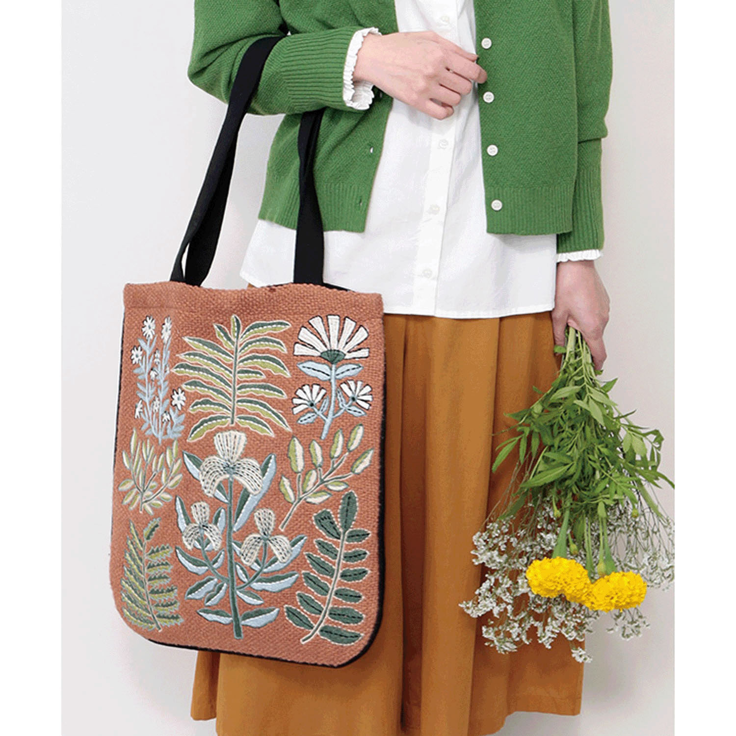 プラント刺繍フラットトートバッグ - 画像2