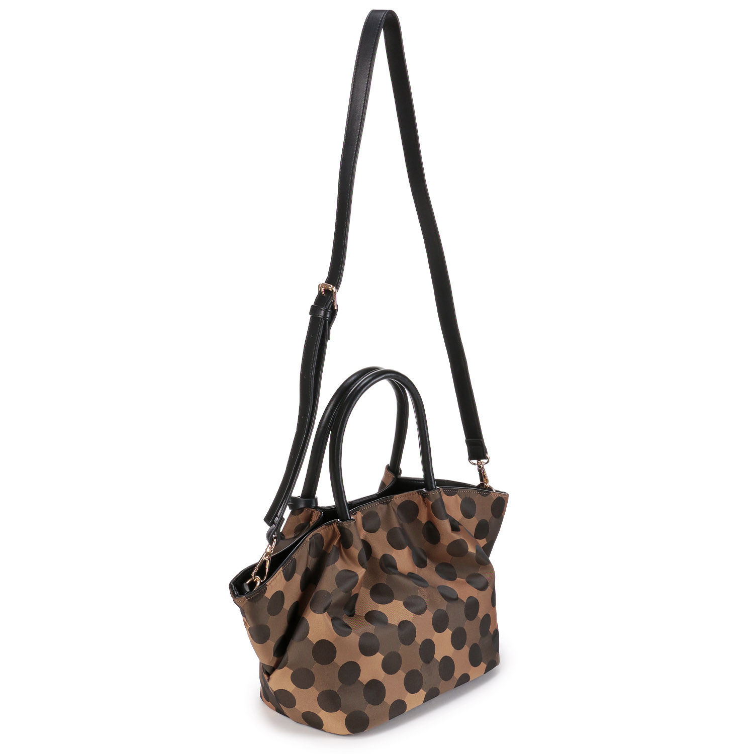 Nananoelカラビナ付きドット柄タック入り2WAYバッグ - 画像2