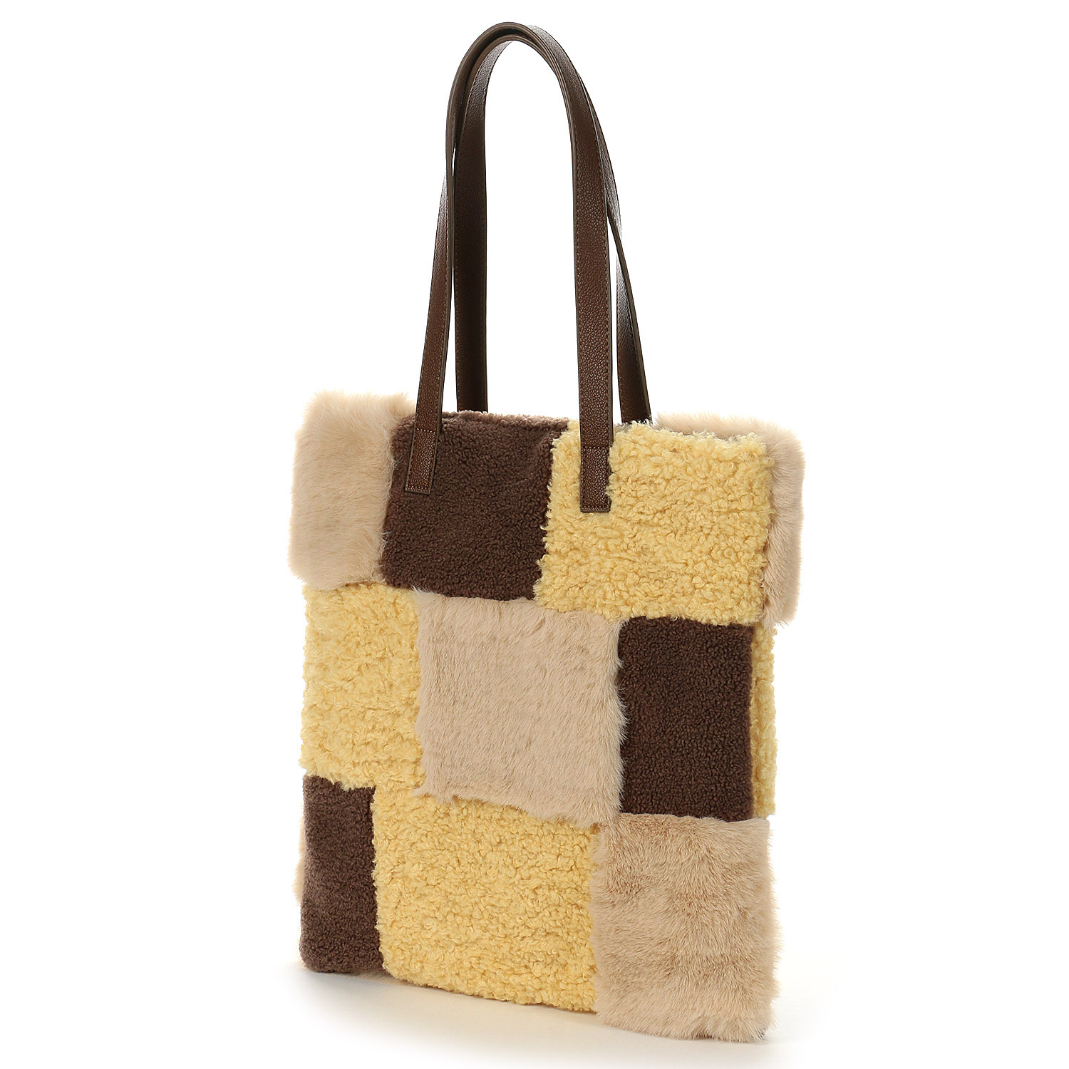 Nananoel エコファーパッチワークトートバッグ - 画像3