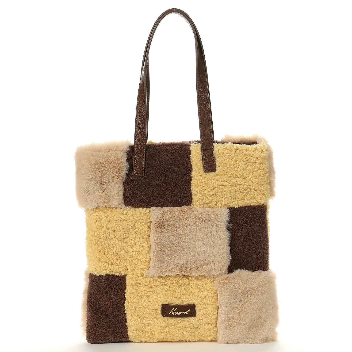 Nananoel エコファーパッチワークトートバッグ - 画像4